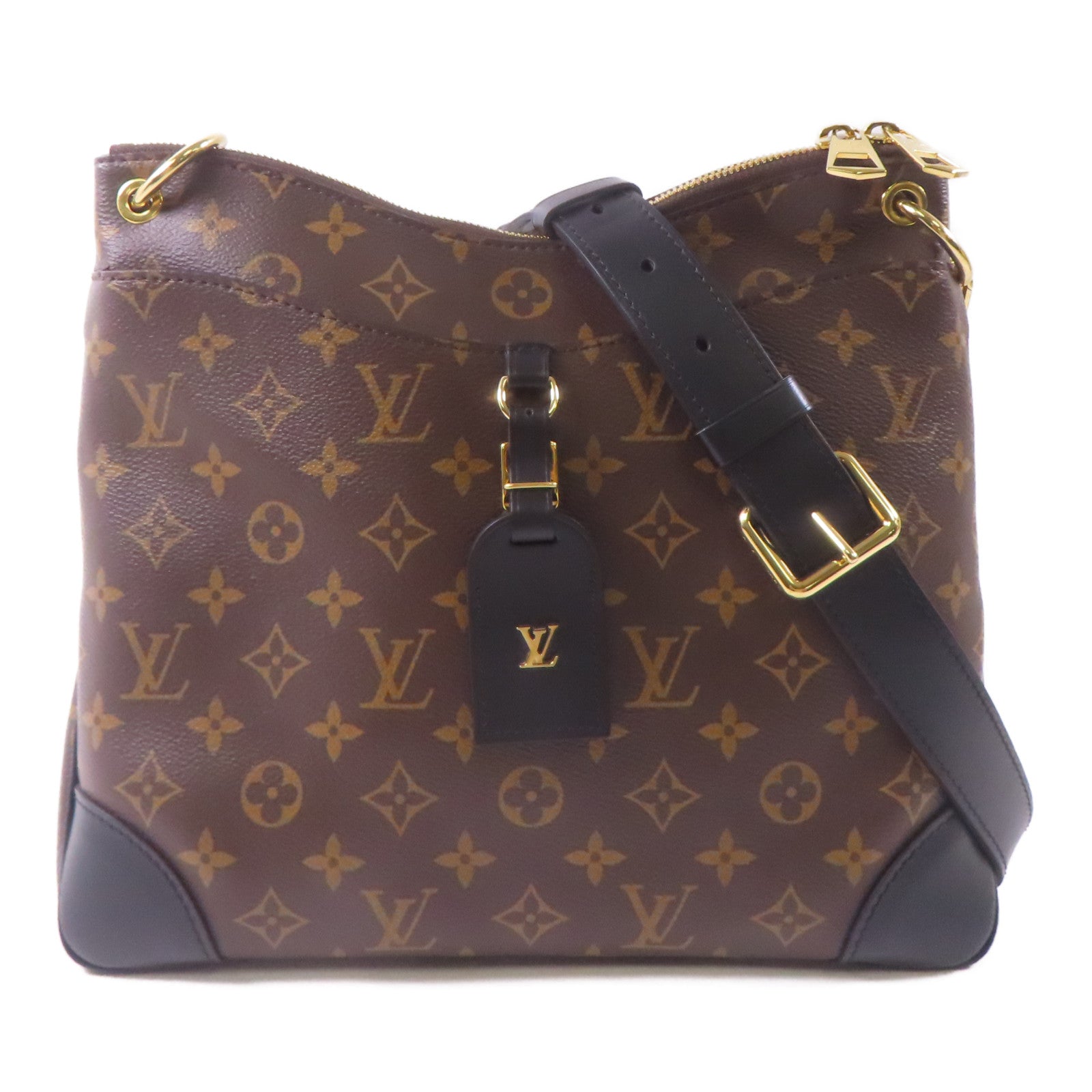 LOUIS VUITTON Monogram Odeon MM金扣肩背袋啡色