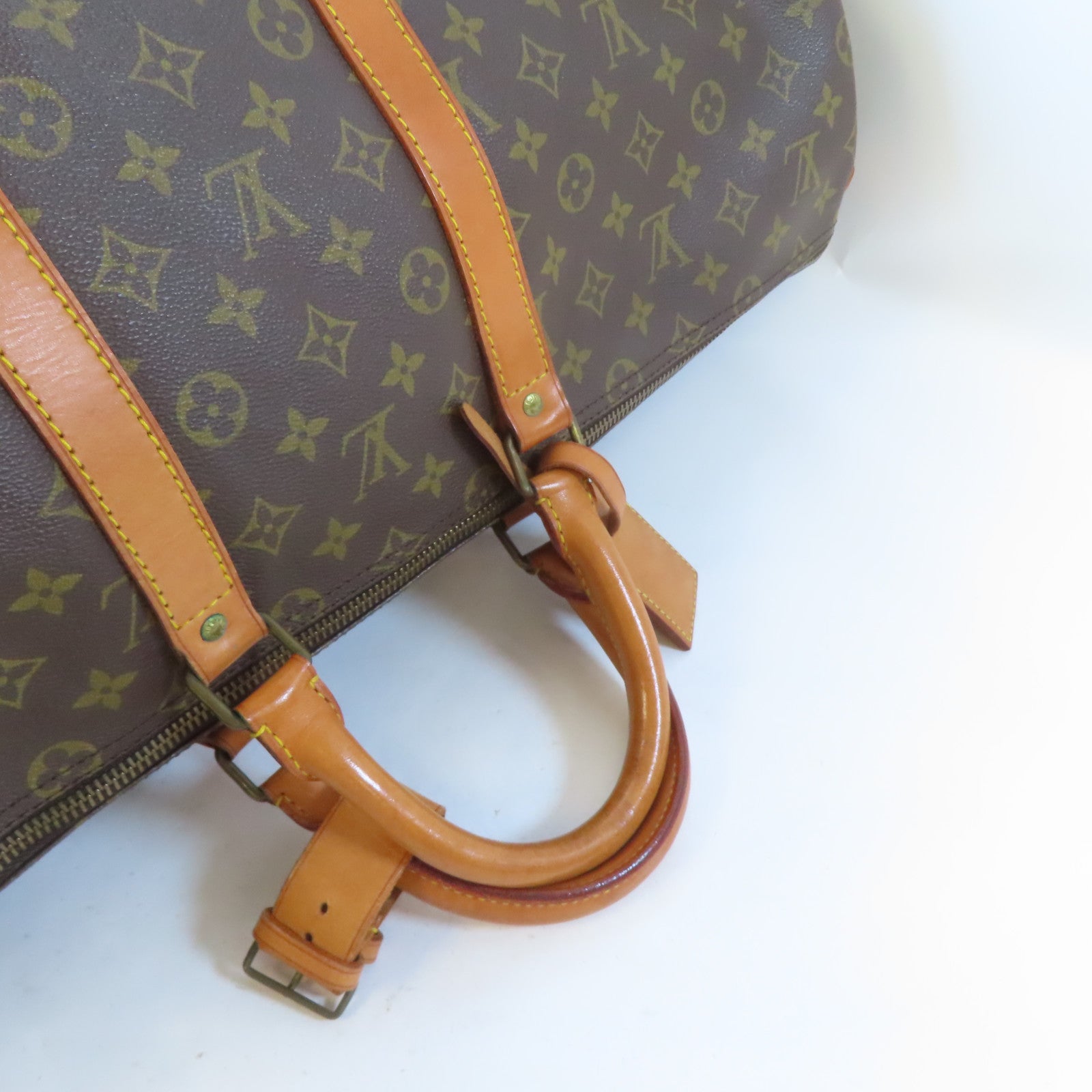 LOUIS VUITTON Monogram Keepall 55金扣手挽袋啡色