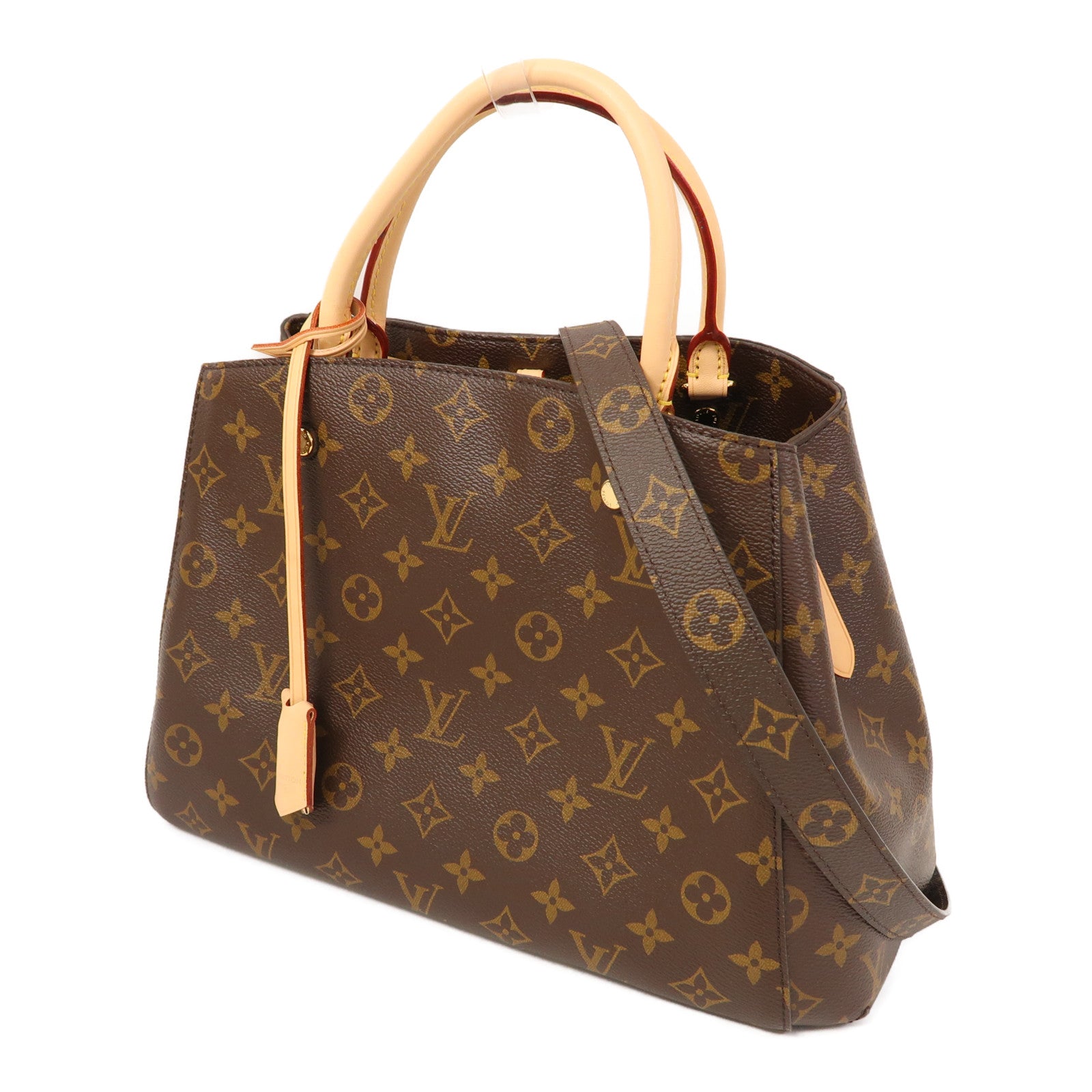 LOUIS VUITTON 【激減優惠】Monogram Montaigne MM金扣手挽肩背兩用袋啡色