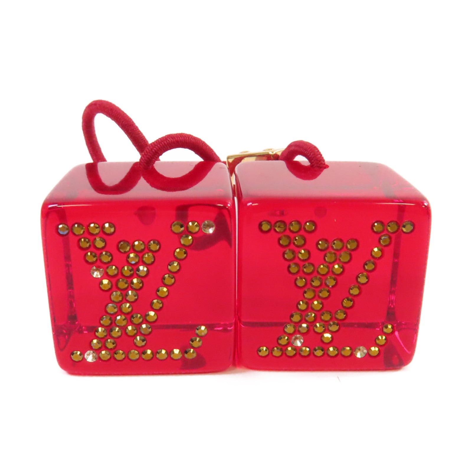 LOUIS VUITTON PVC/水鑽 Hair Cube髮圈紅色