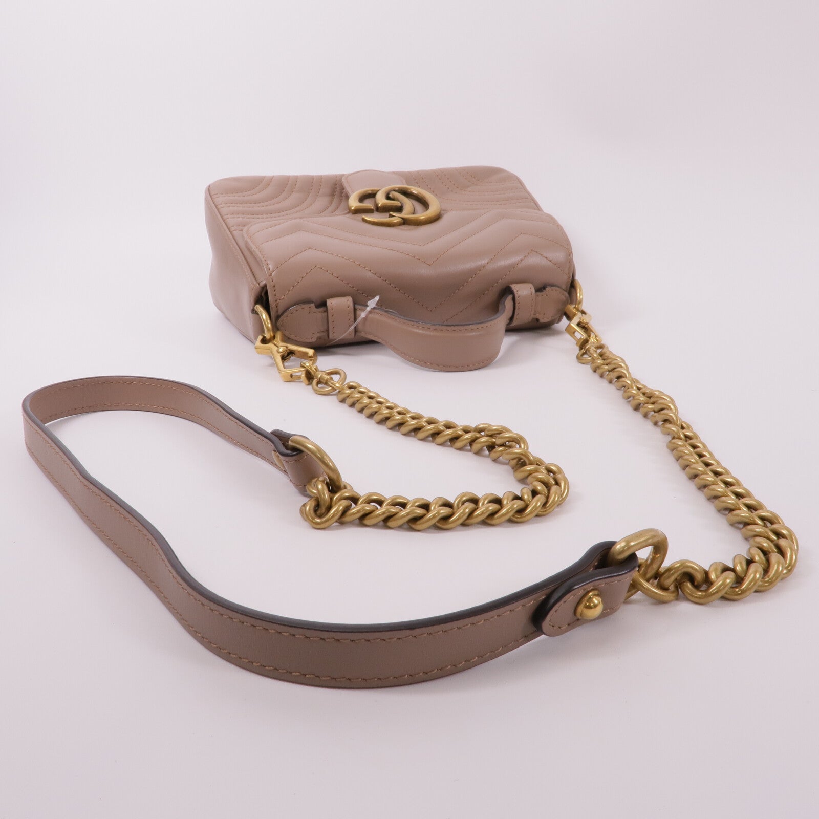 GUCCI 牛皮皮革GG Marmont Mini Top Handle Bag手挽肩背兩用袋