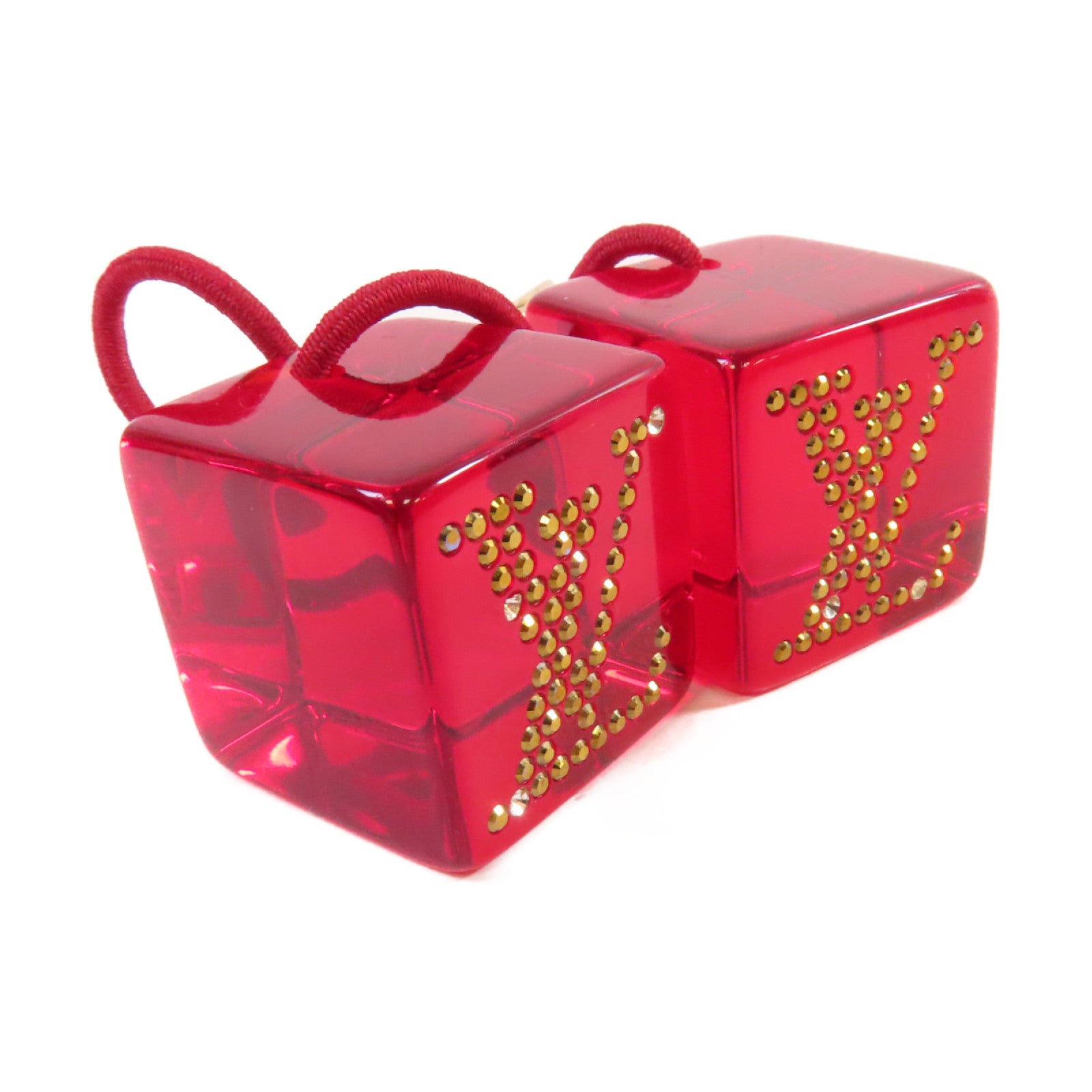 LOUIS VUITTON PVC/水鑽 Hair Cube髮圈紅色