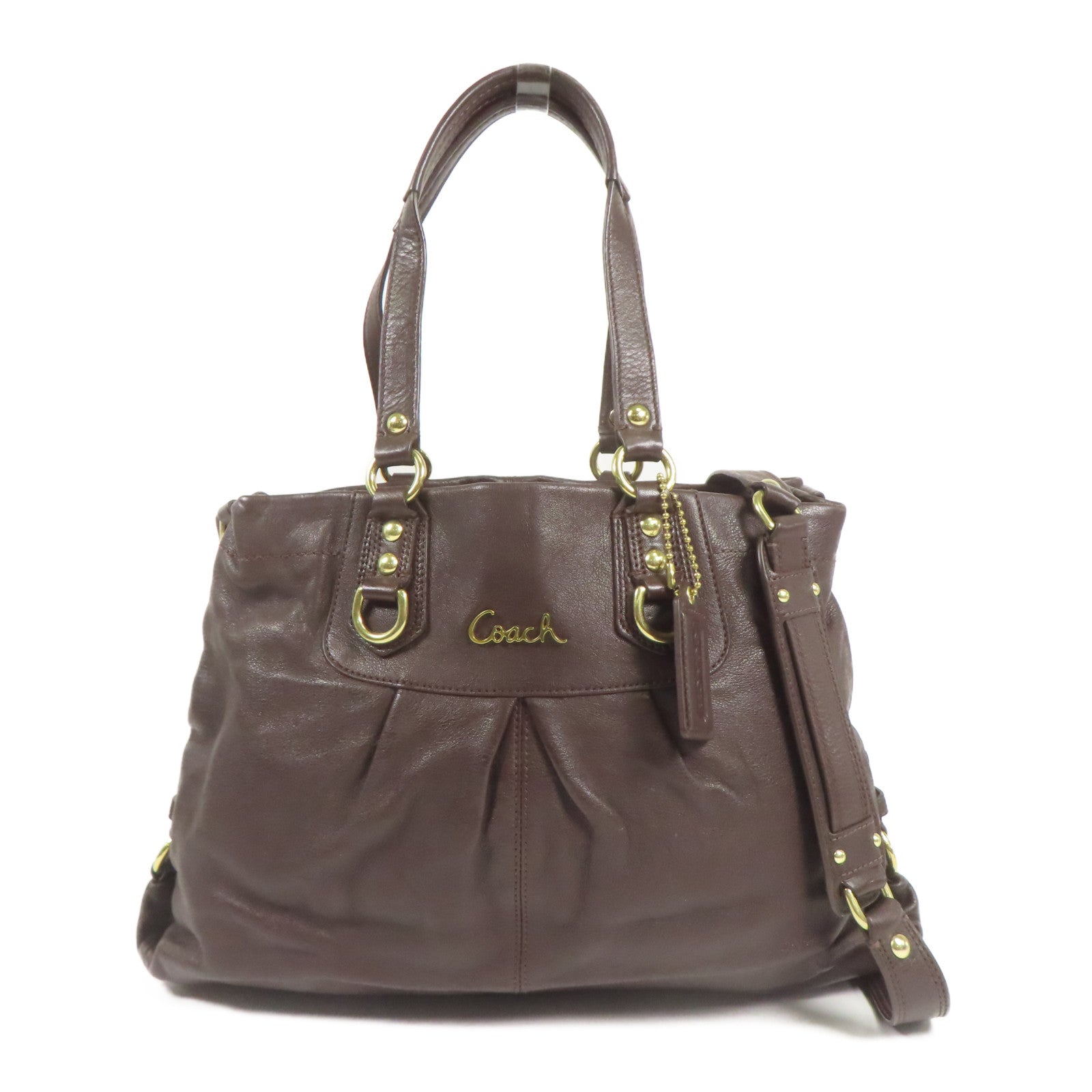COACH 牛皮皮革2 Way Shoulder金扣手挽肩背兩用袋