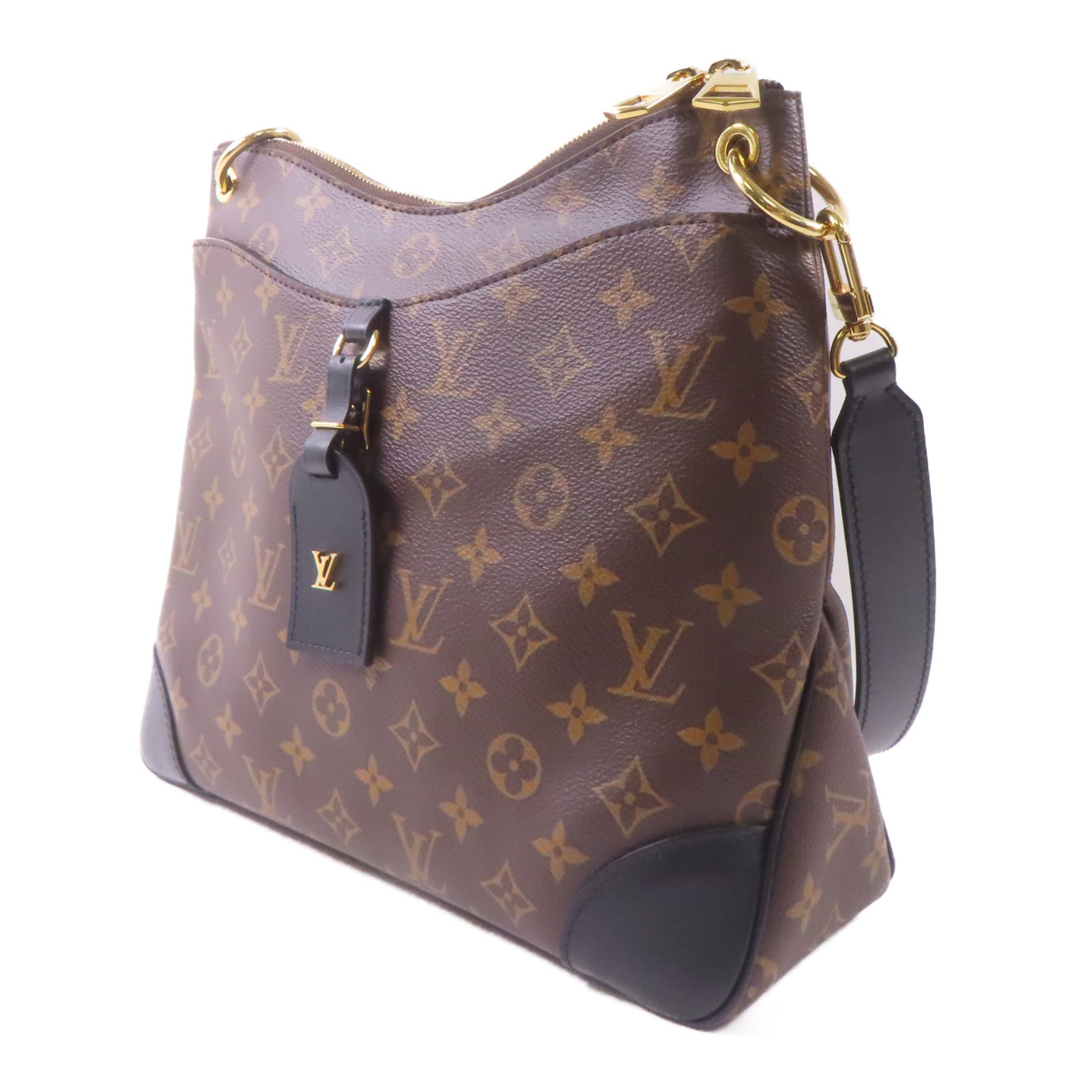 LOUIS VUITTON Monogram Odeon MM金扣肩背袋啡色