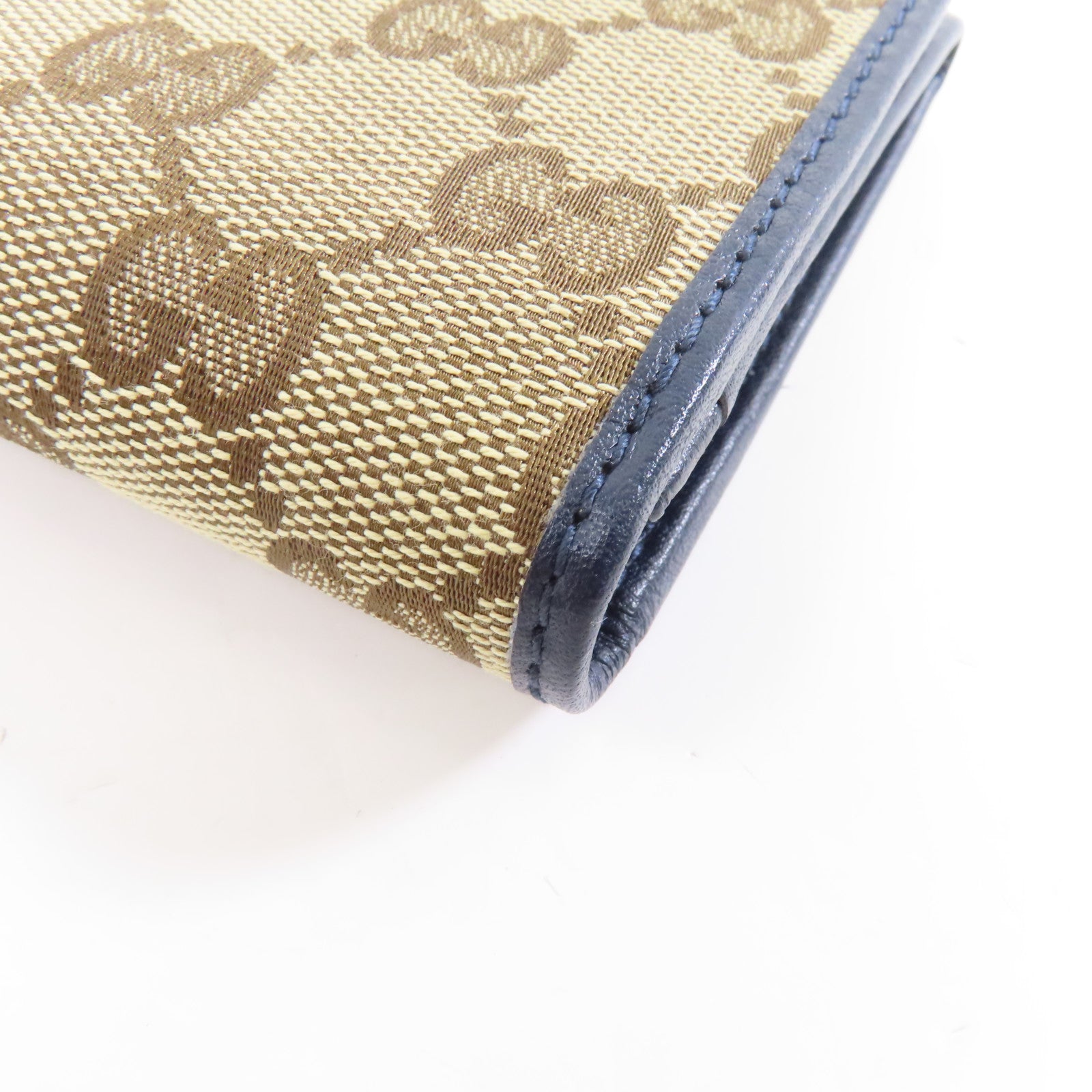 GUCCI 帆布Long Wallet銀扣長錢包棕色/藍色