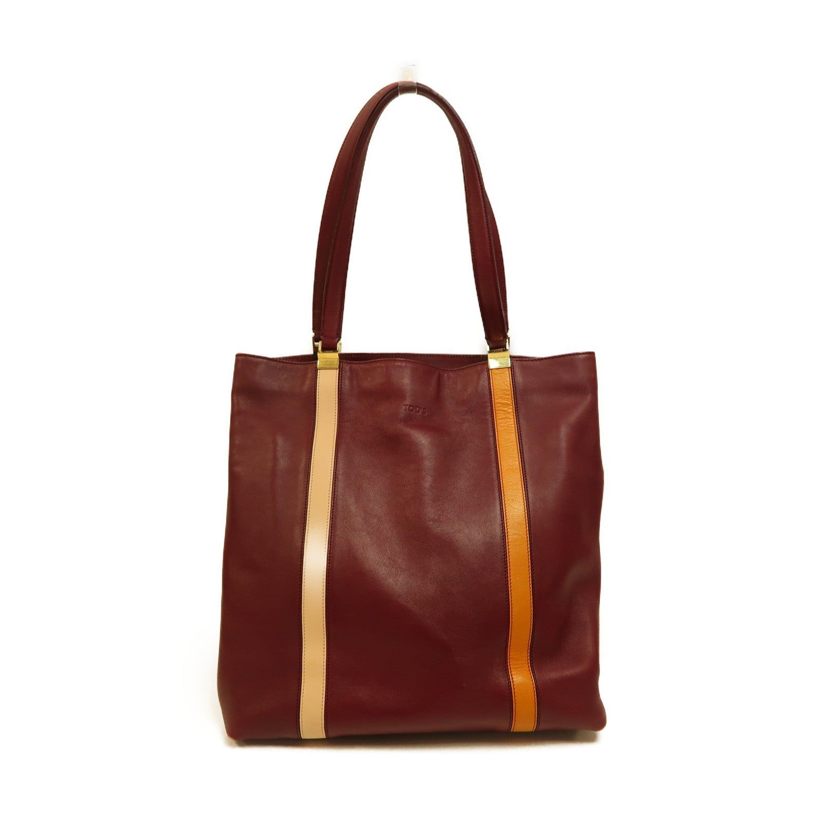 TOD'S 【激減優惠】牛皮皮革Tote Bag金扣手挽袋紅色