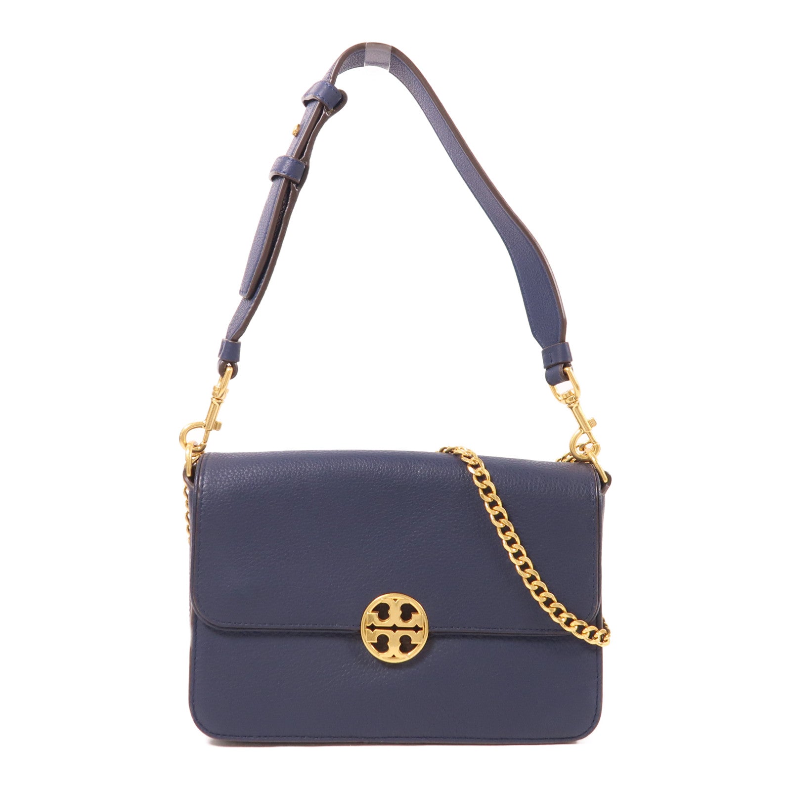 Tory Burch 牛皮皮革2 Way Bag金扣鏈帶手挽肩背兩用袋