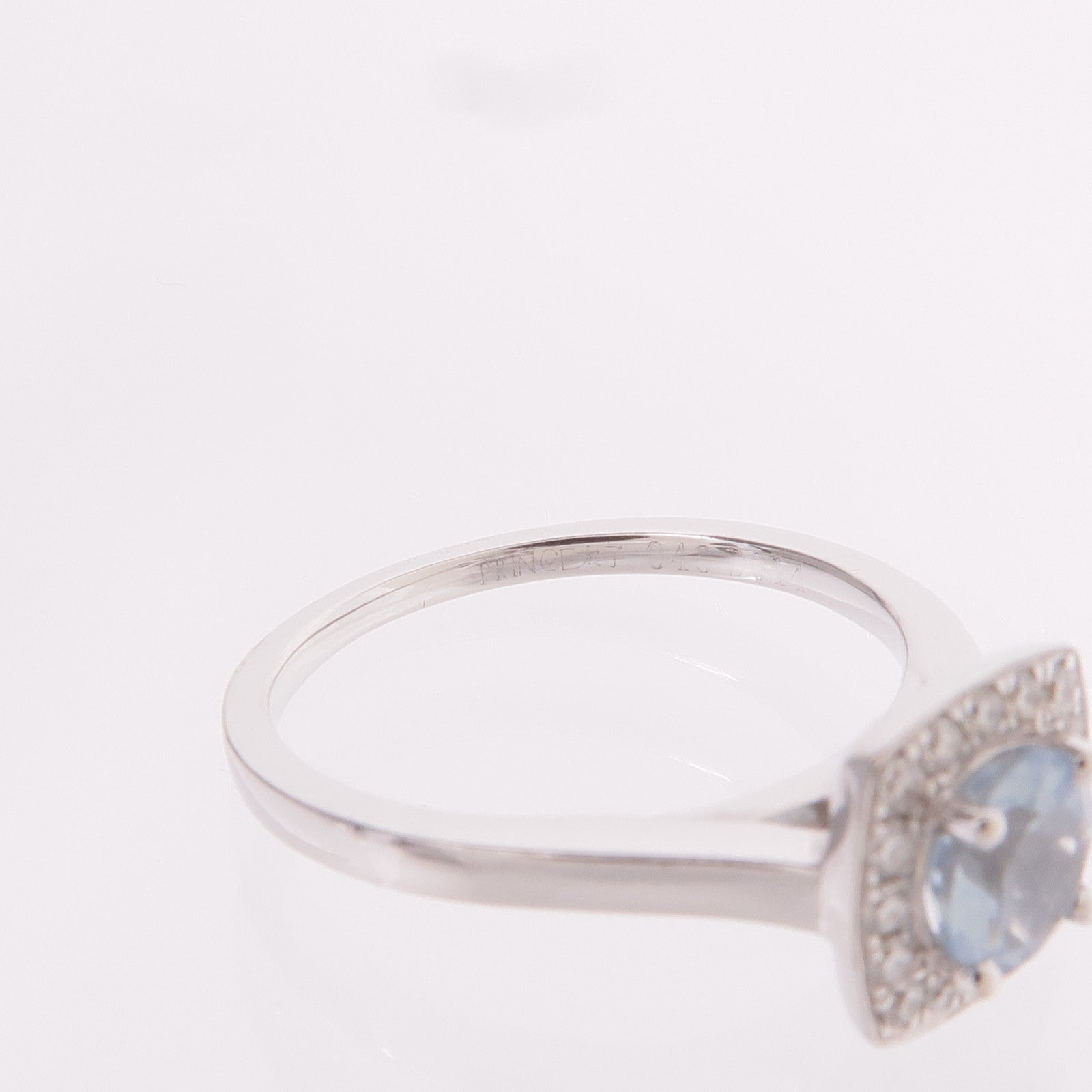JEWELRY 18K白金Aquamarine Diamond Ring藍晶/鑽石戒指US#5.25