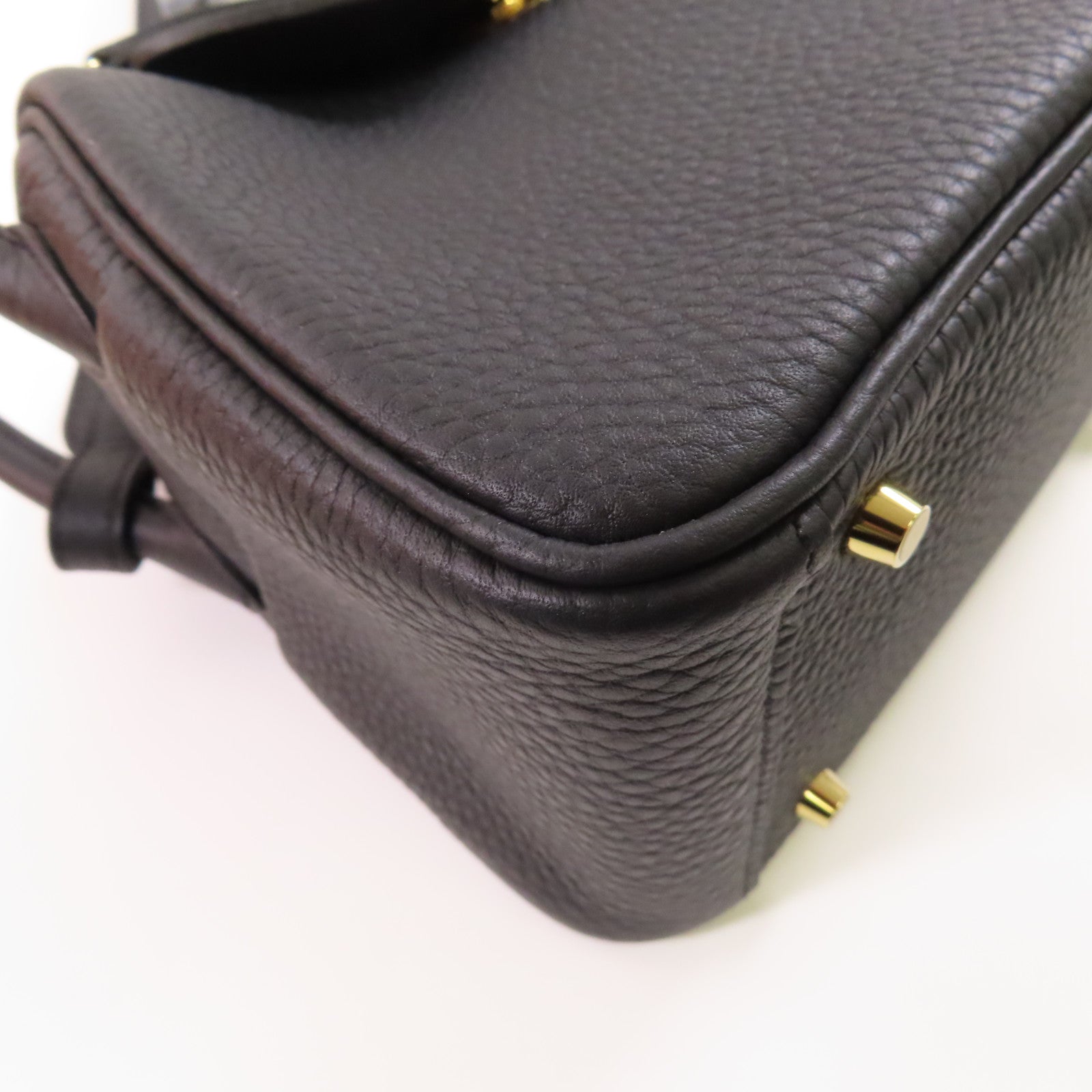 HERMES Clemence皮革Mini Lindy金扣手挽肩背兩用袋Noir