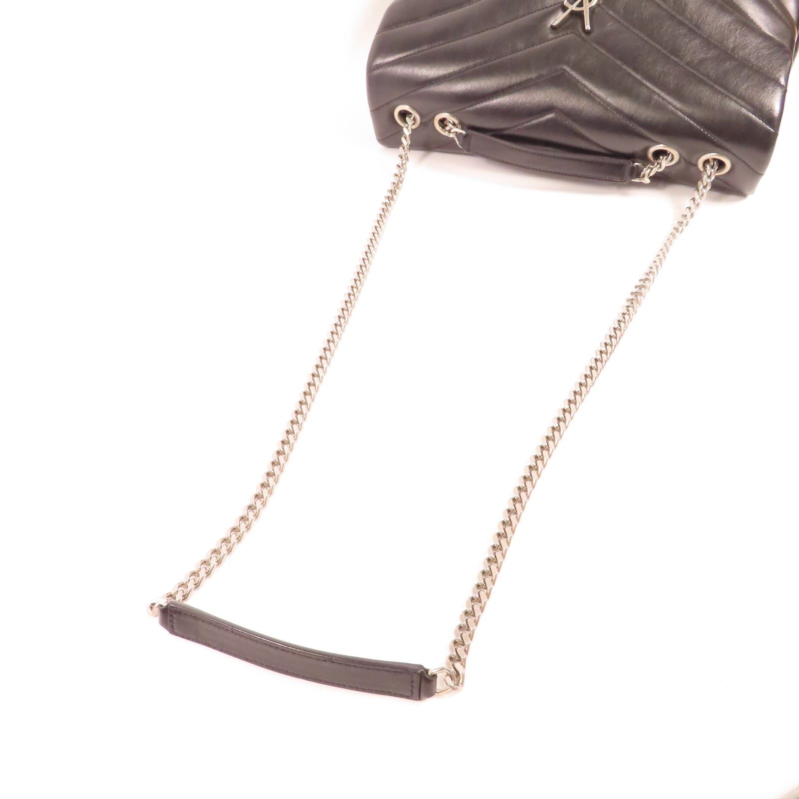 YVES SAINT LAURENT 羊皮皮革Lou Lou Chain Shoulder銀扣肩背袋