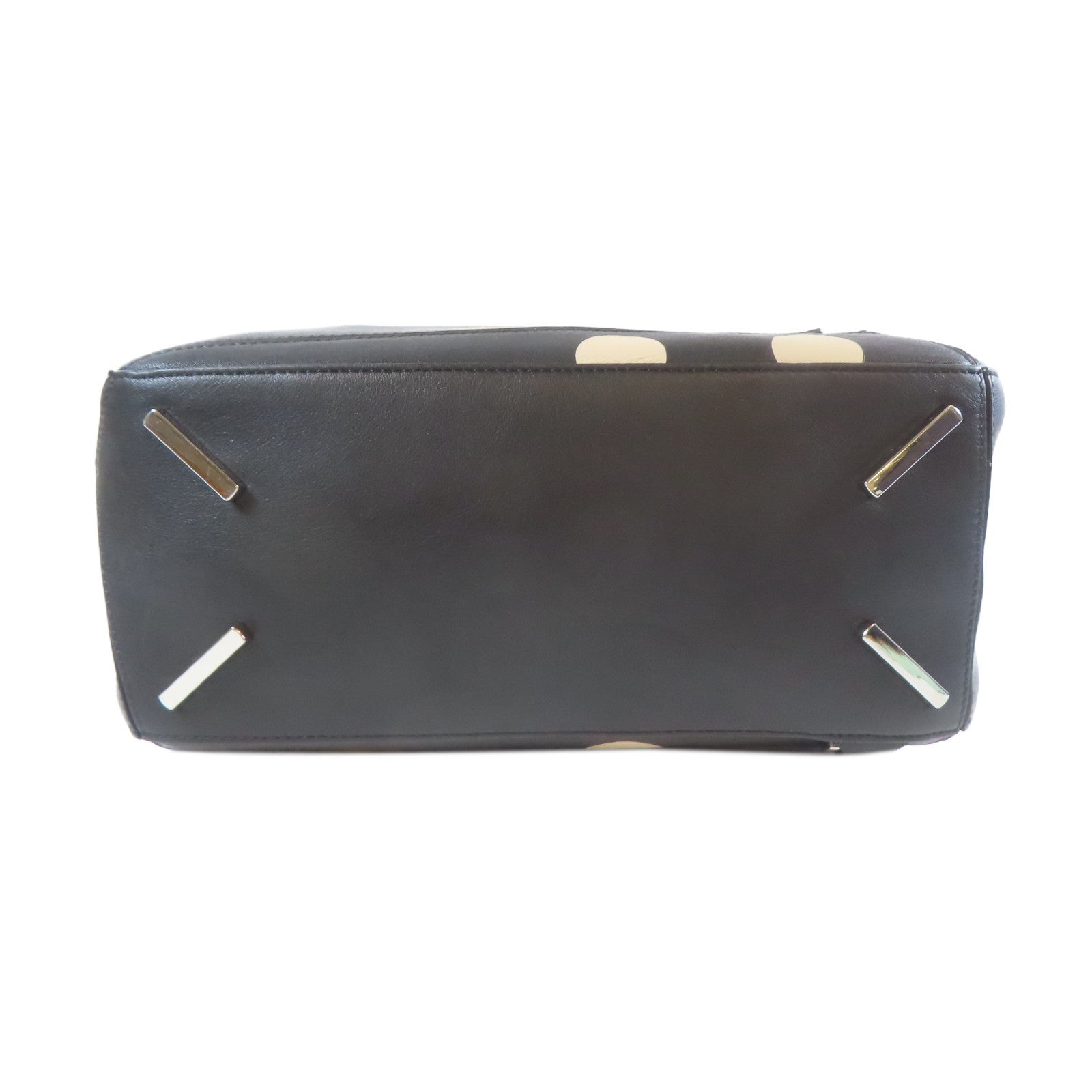 LOEWE 牛皮皮革Puzzle Polka Dot銀扣手挽肩背兩用袋黑色