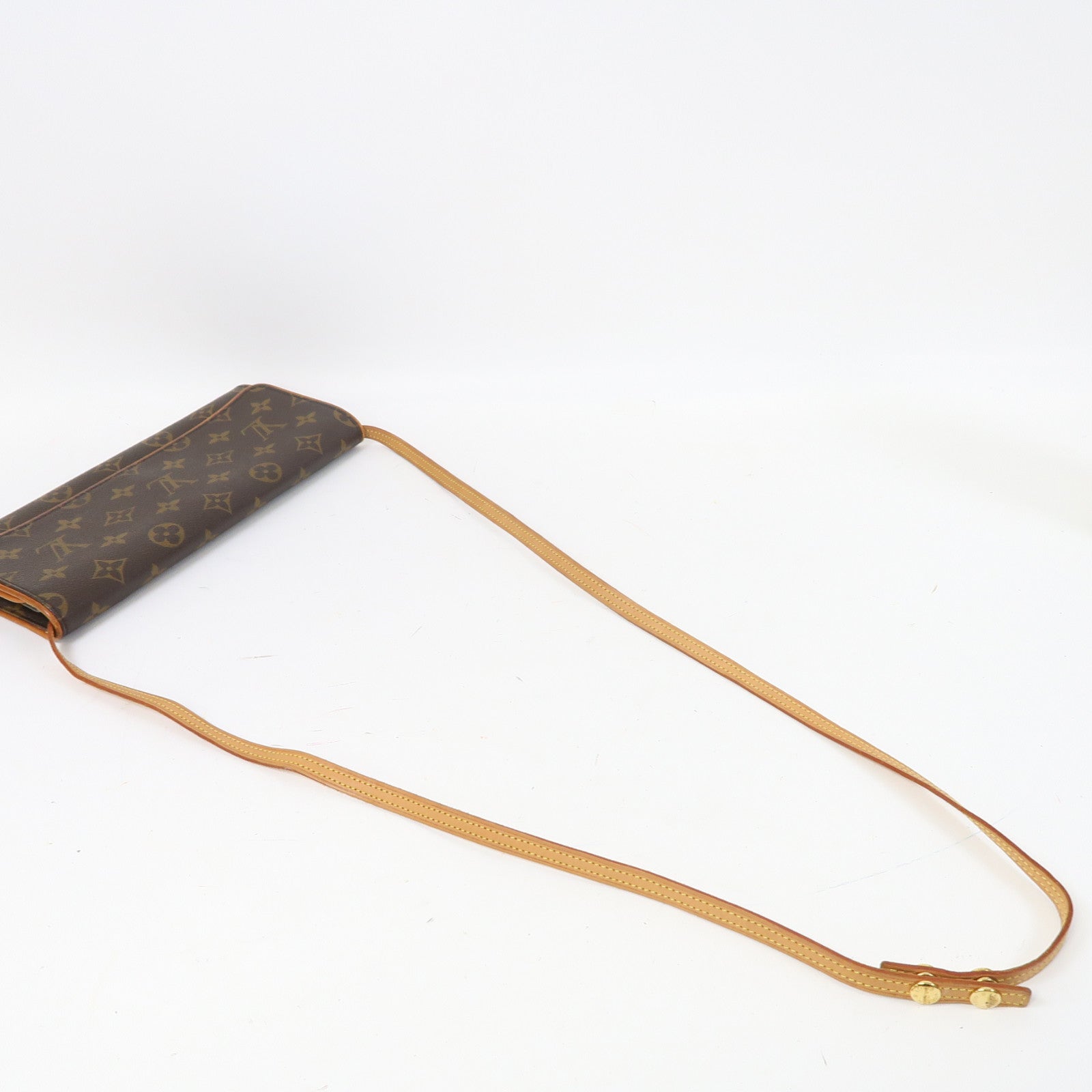 LOUIS VUITTON 【激減優惠】Monogram Pochette Twin金扣肩背袋啡色