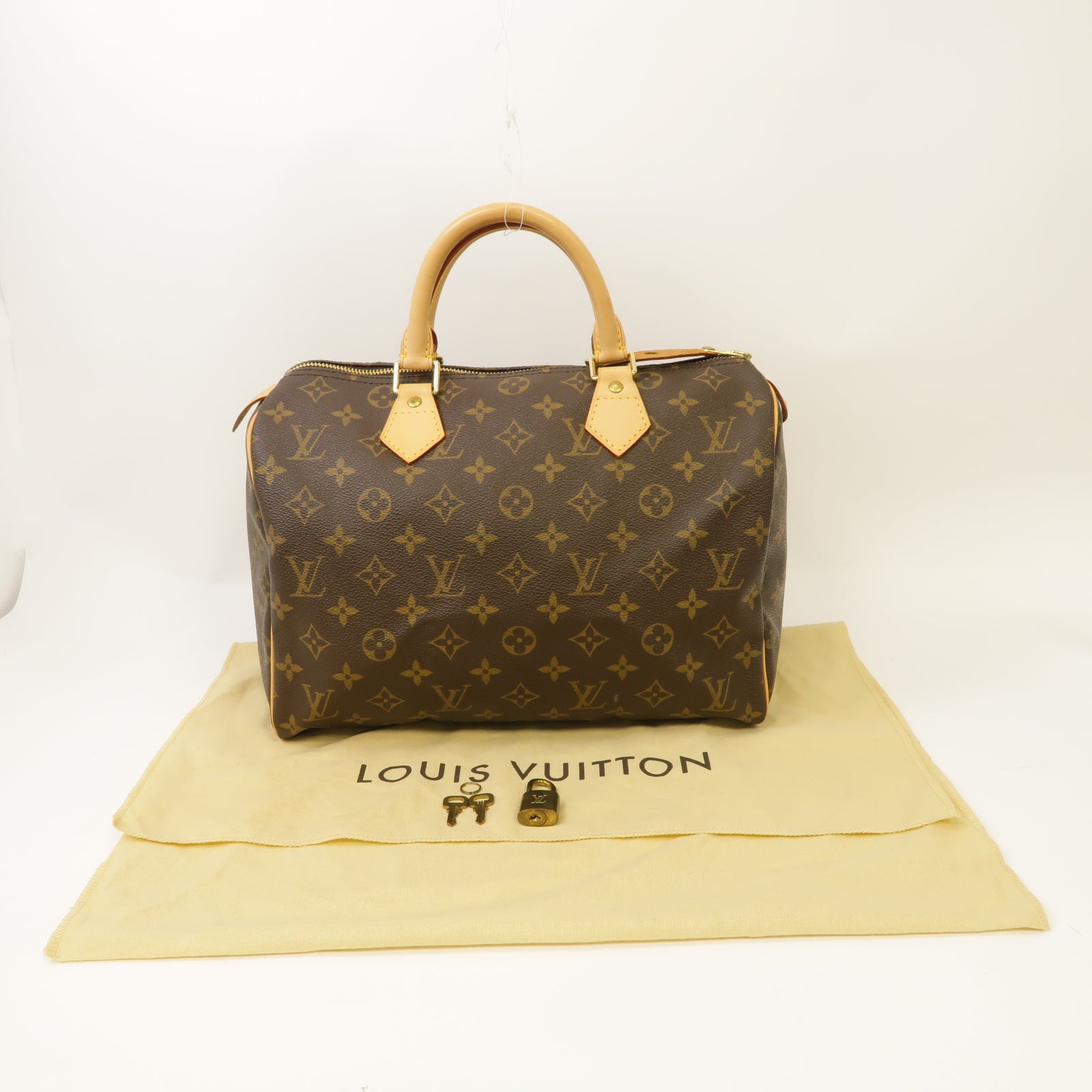 LOUIS VUITTON Monogram Speedy 30金扣手挽袋啡色