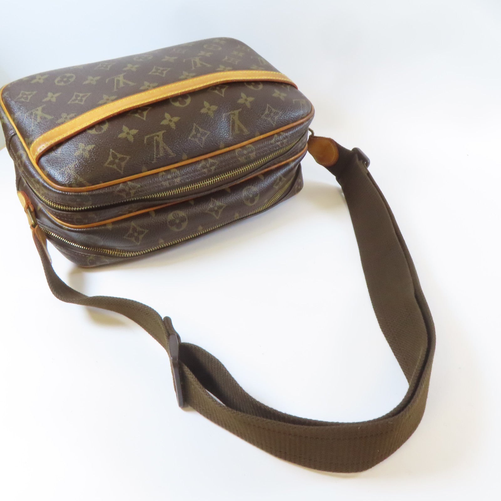 LOUIS VUITTON Monogram Reporter PM 金扣肩背袋啡色