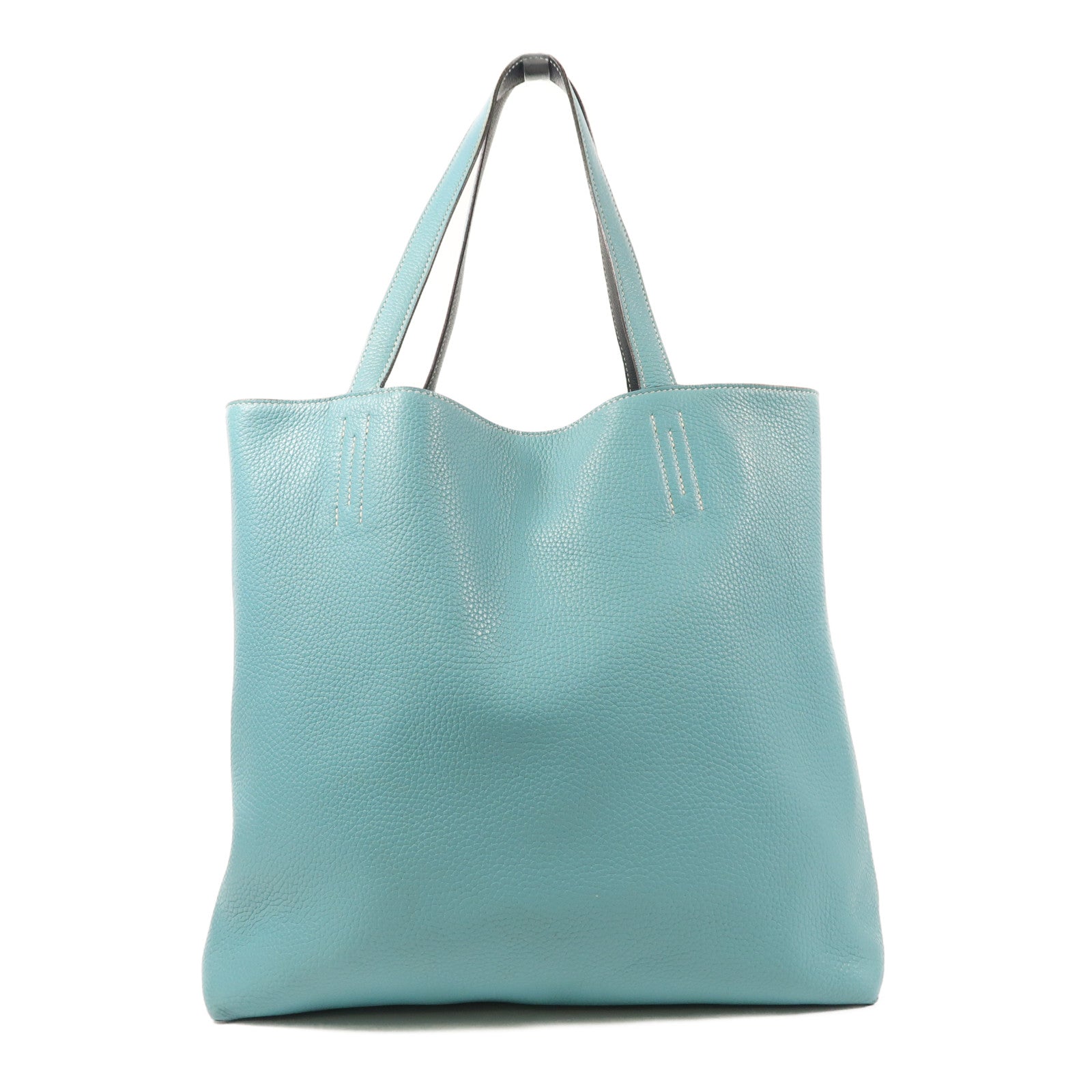 HERMES Clemence皮革Double Sens肩背袋Bleu Atoll/Bleu Colvert