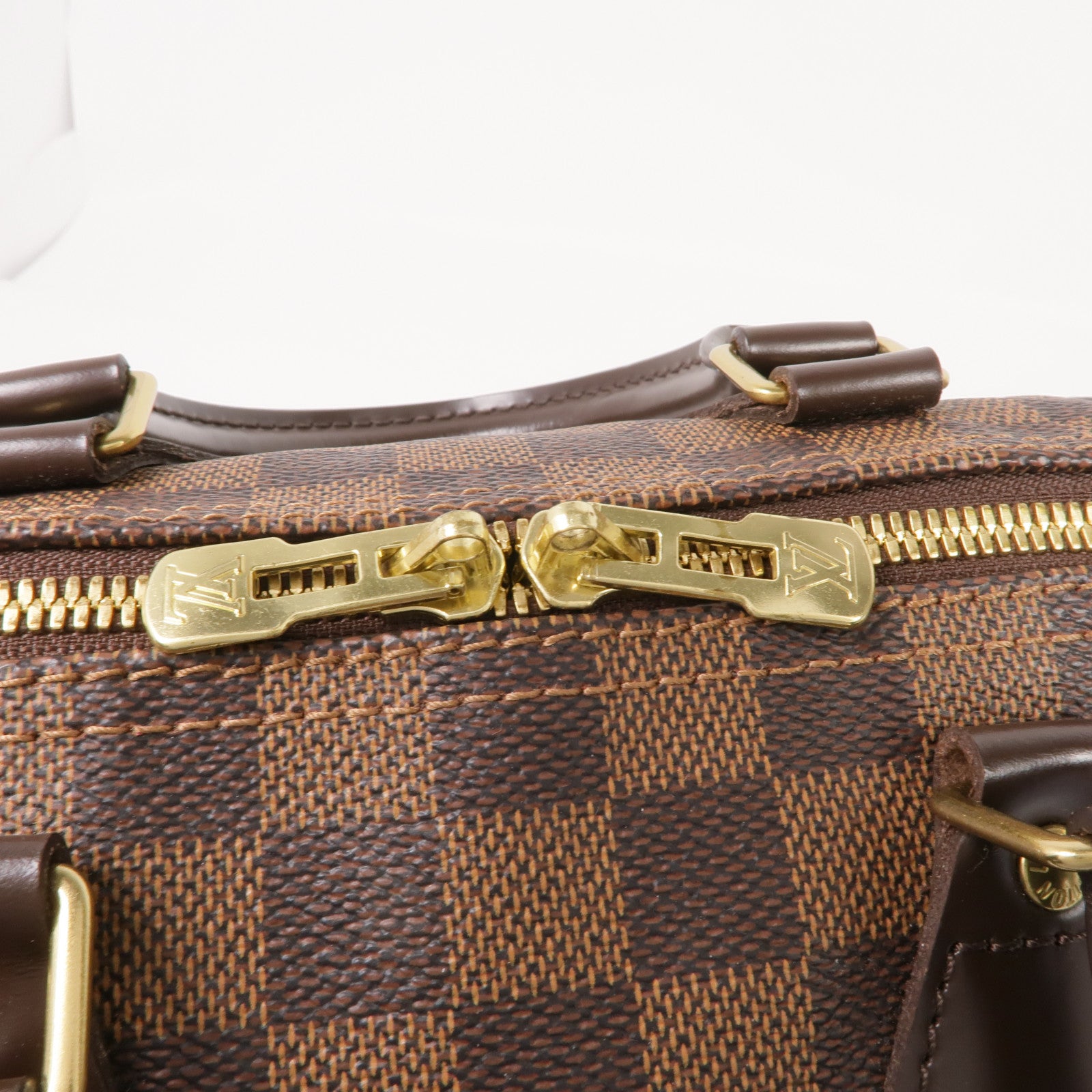 LOUIS VUITTON Damier Speedy Bandouliere 25金扣手挽肩背兩用袋棕色