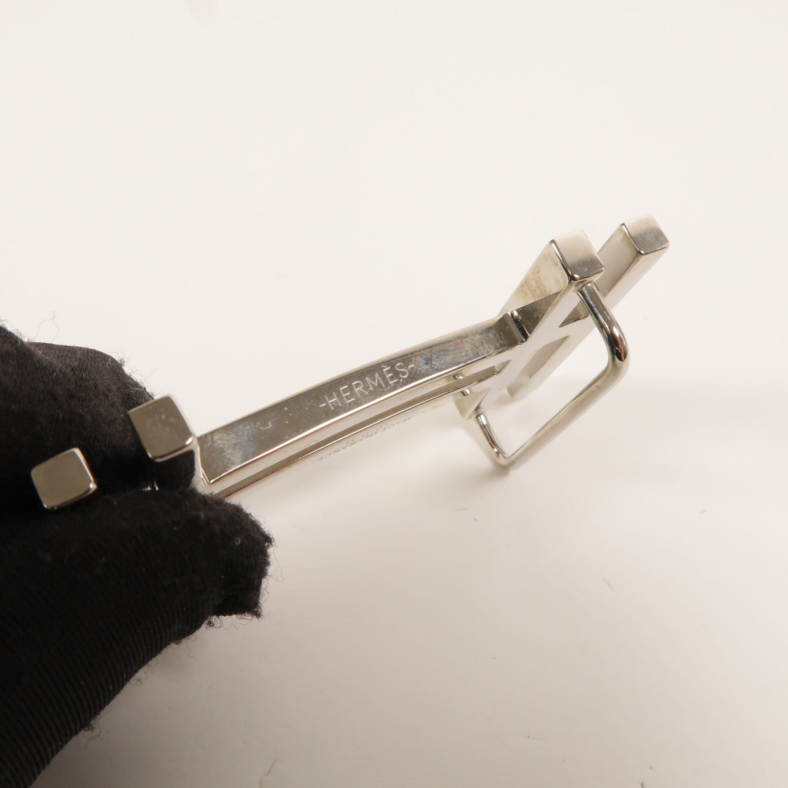 HERMES Togo皮革H Au Carre Belt 90cm皮帶Bleu Azur/Noir