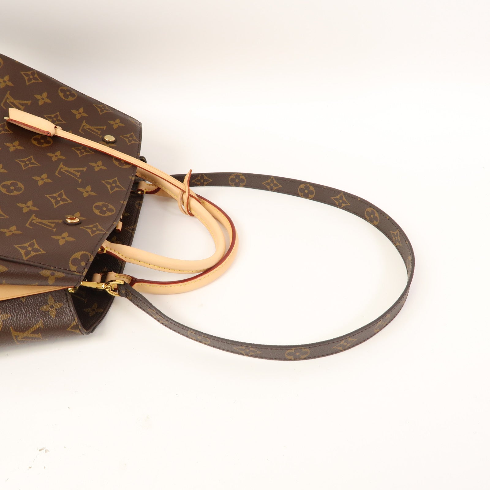 LOUIS VUITTON 【激減優惠】Monogram Montaigne MM金扣手挽肩背兩用袋啡色