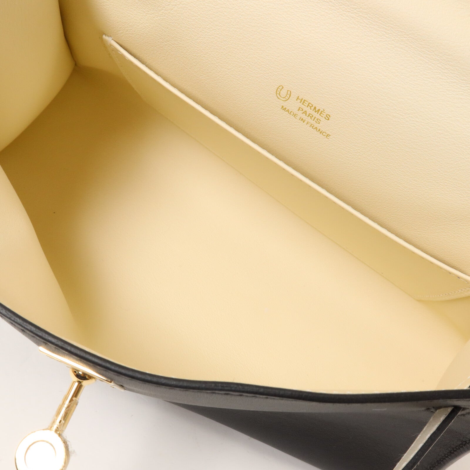 HERMES Swift皮革Kelly Pochette SPO手挽袋Noir/Craie