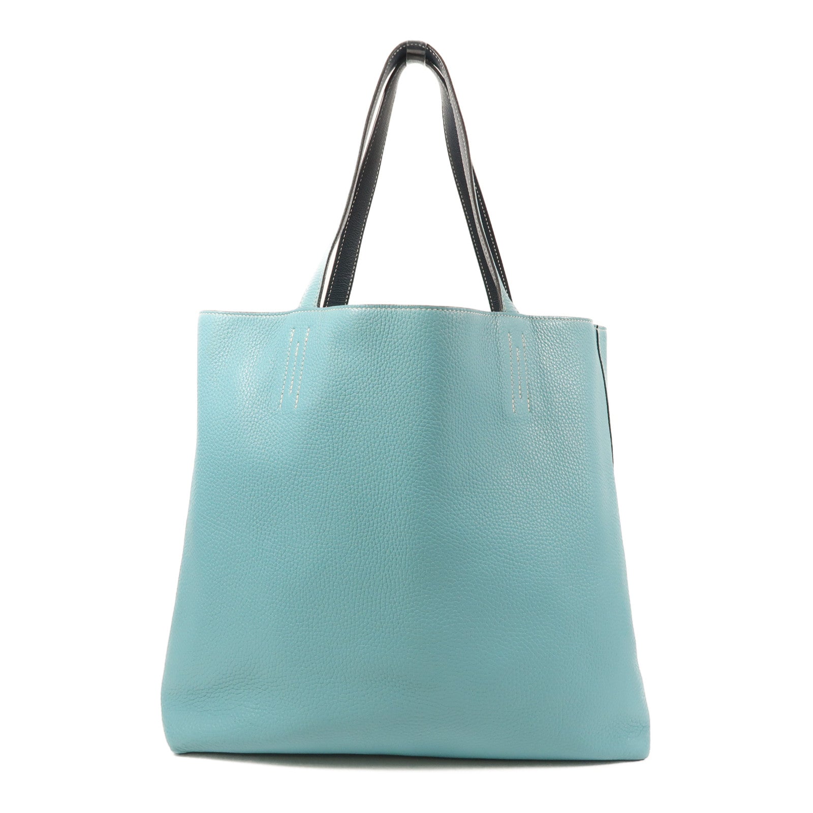 HERMES Clemence皮革Double Sens肩背袋Bleu Atoll/Bleu Colvert