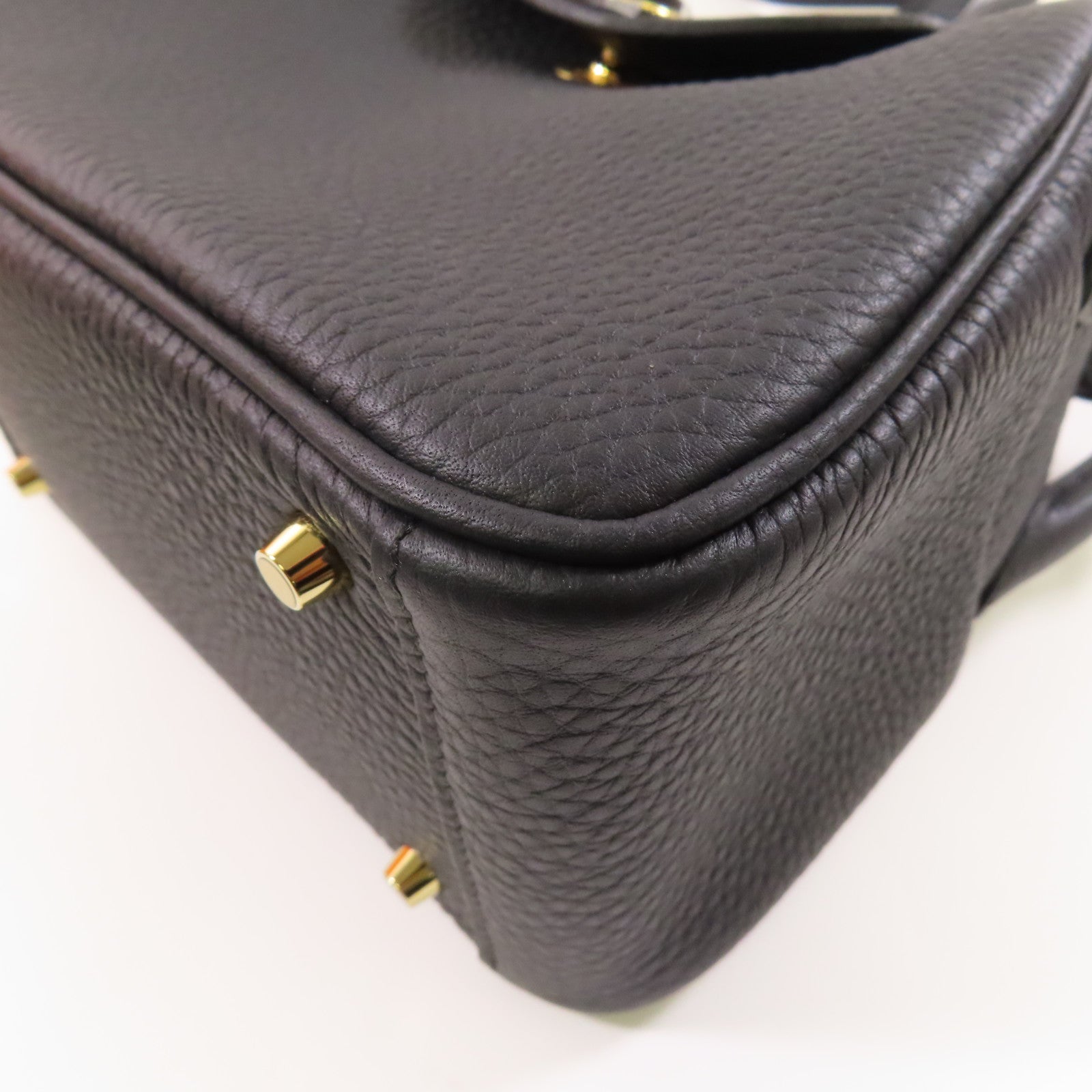 HERMES Clemence皮革Mini Lindy金扣手挽肩背兩用袋Noir