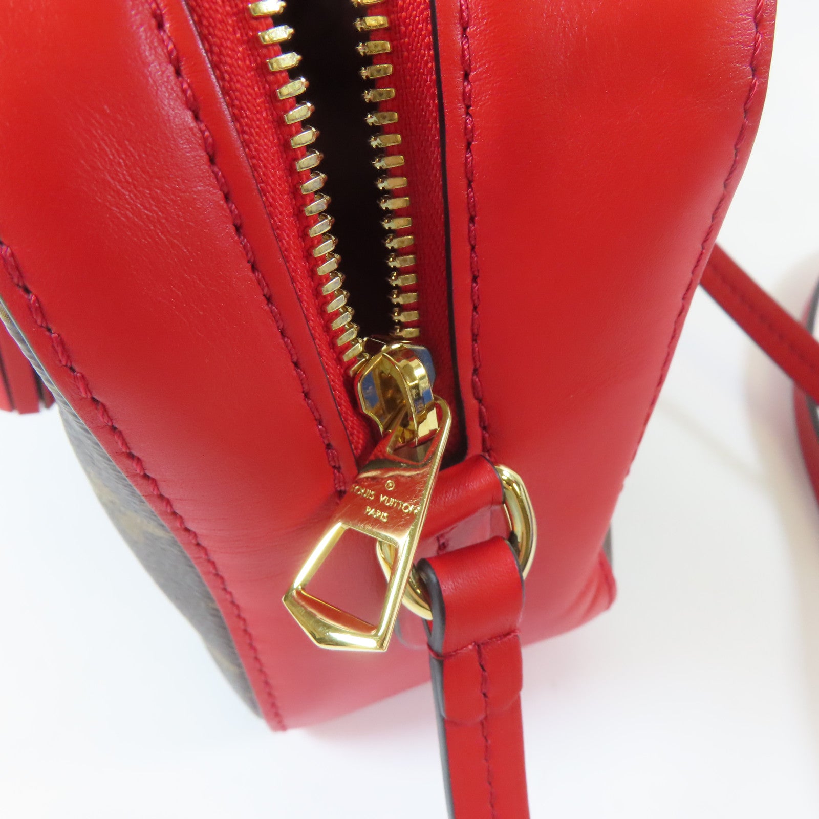 LOUIS VUITTON Monogram Saintonge金扣手挽肩背兩用袋啡色/紅色