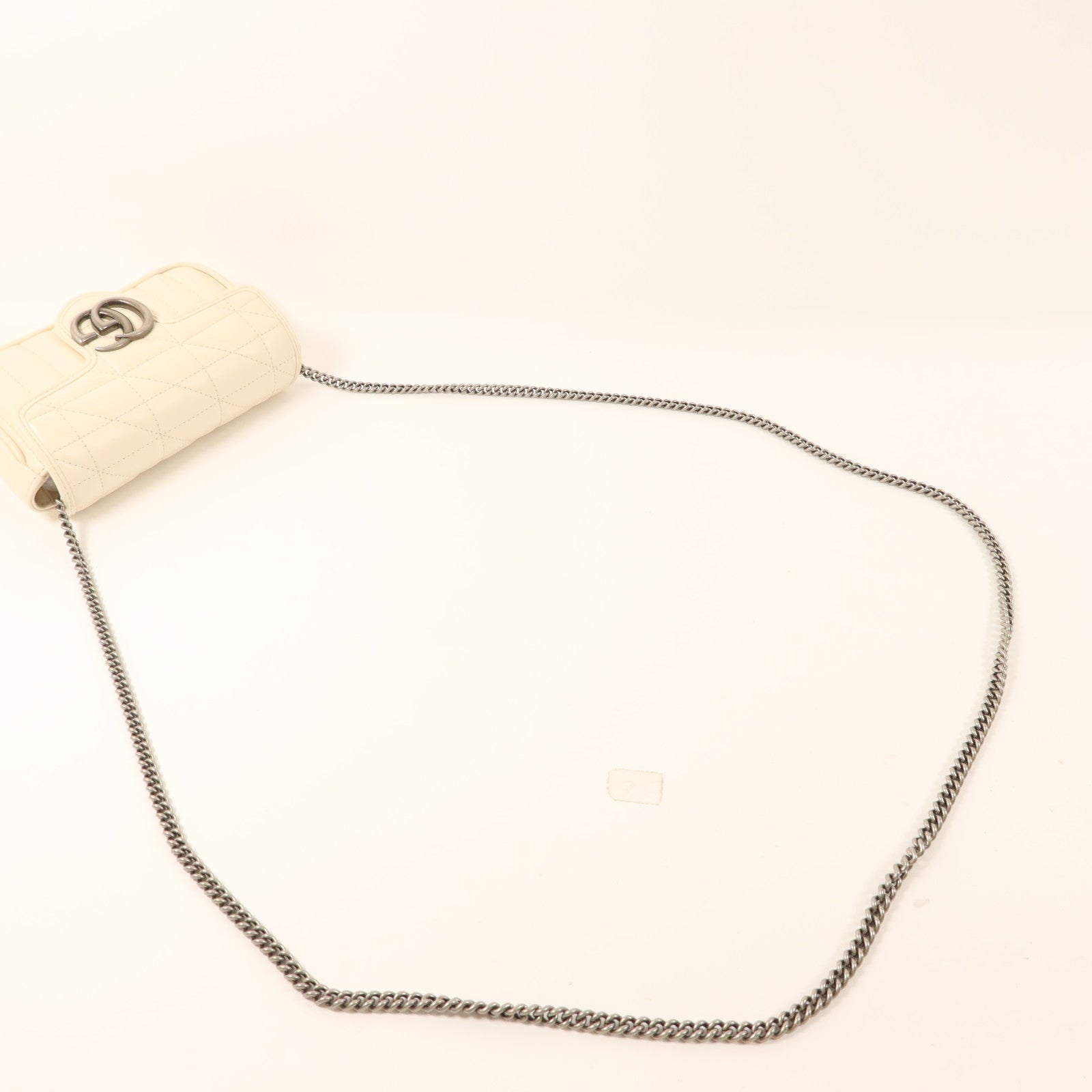GUCCI 牛皮皮革GG Marmont Super Mini銀扣鏈帶肩背袋