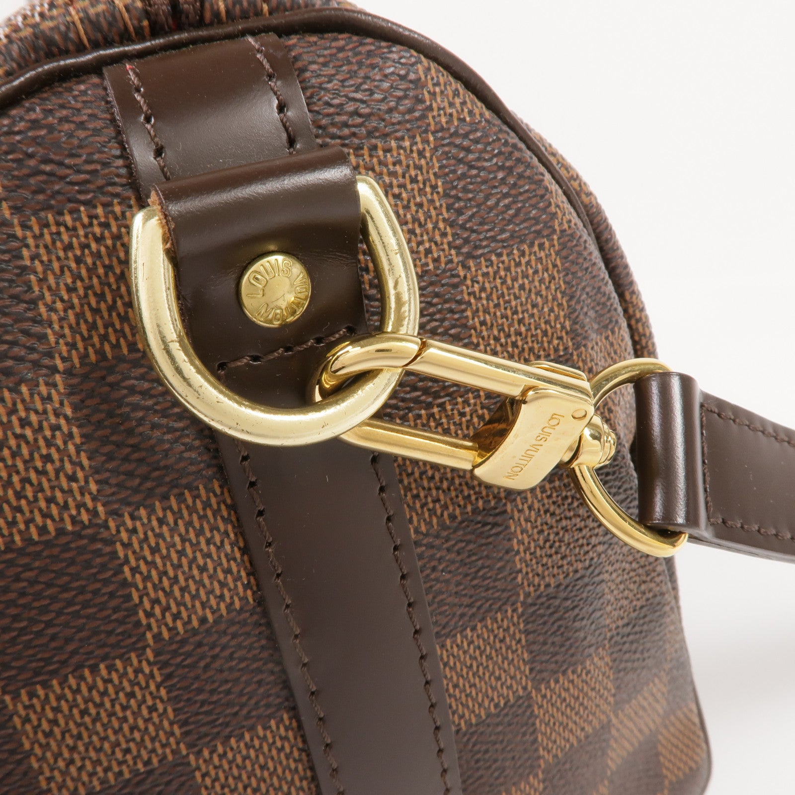LOUIS VUITTON Damier Speedy Bandouliere 25金扣手挽肩背兩用袋棕色