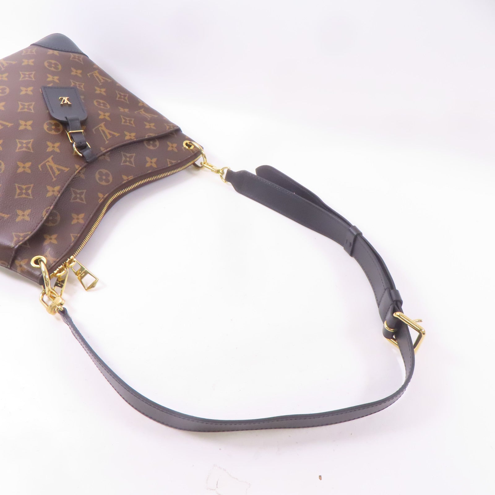 LOUIS VUITTON Monogram Odeon MM金扣肩背袋啡色