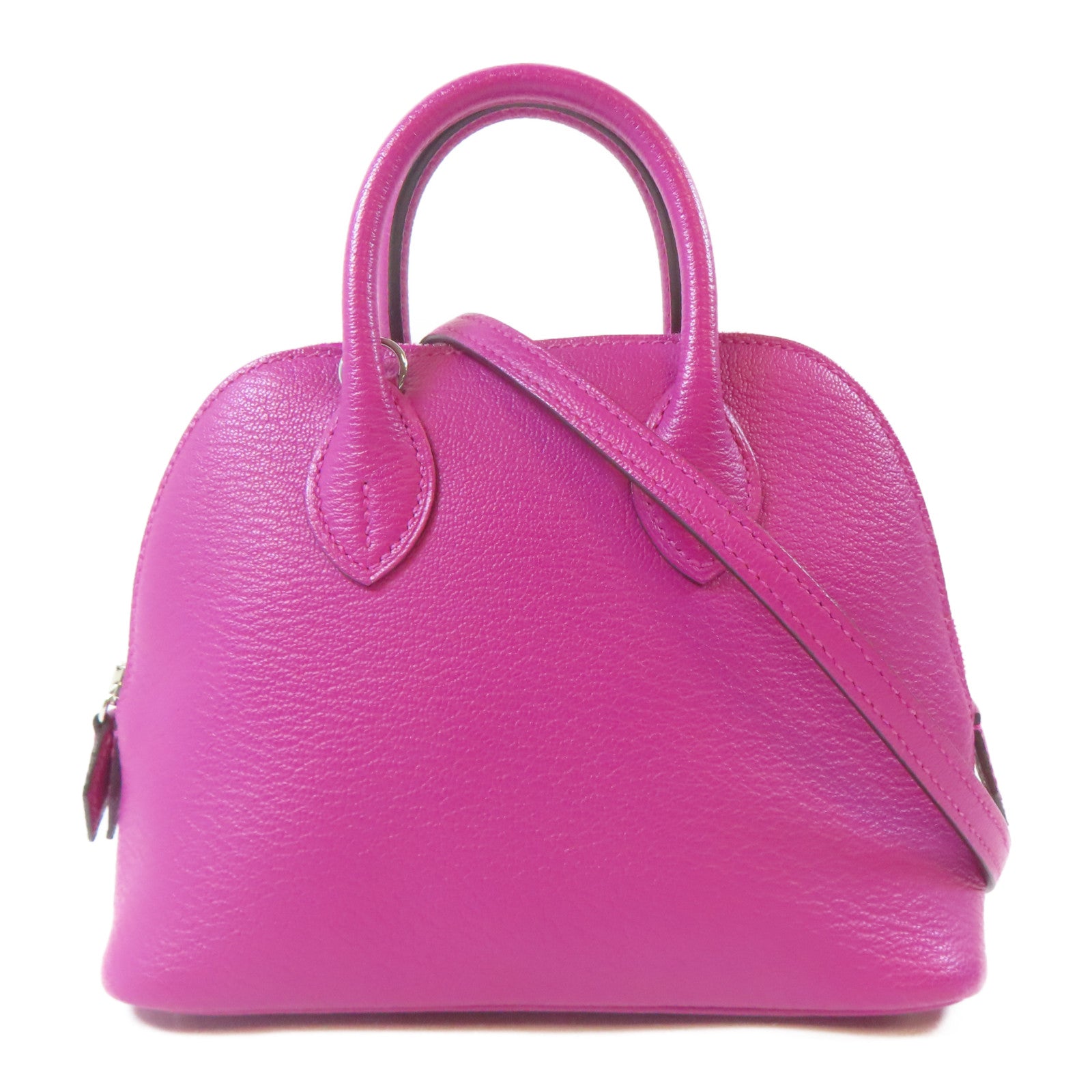 HERMES 【激減優惠】Chevre皮革Mini Bolide 1923銀扣手挽肩背兩用袋Rose Purple/桃紫色