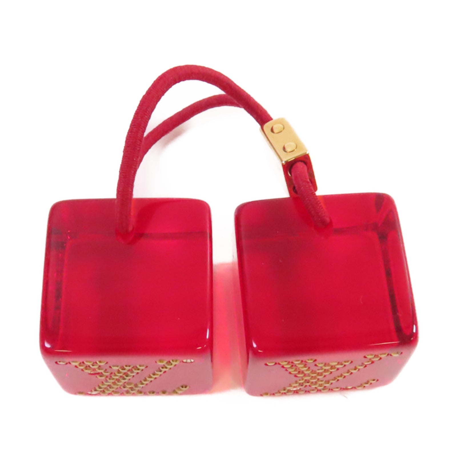 LOUIS VUITTON PVC/水鑽 Hair Cube髮圈紅色