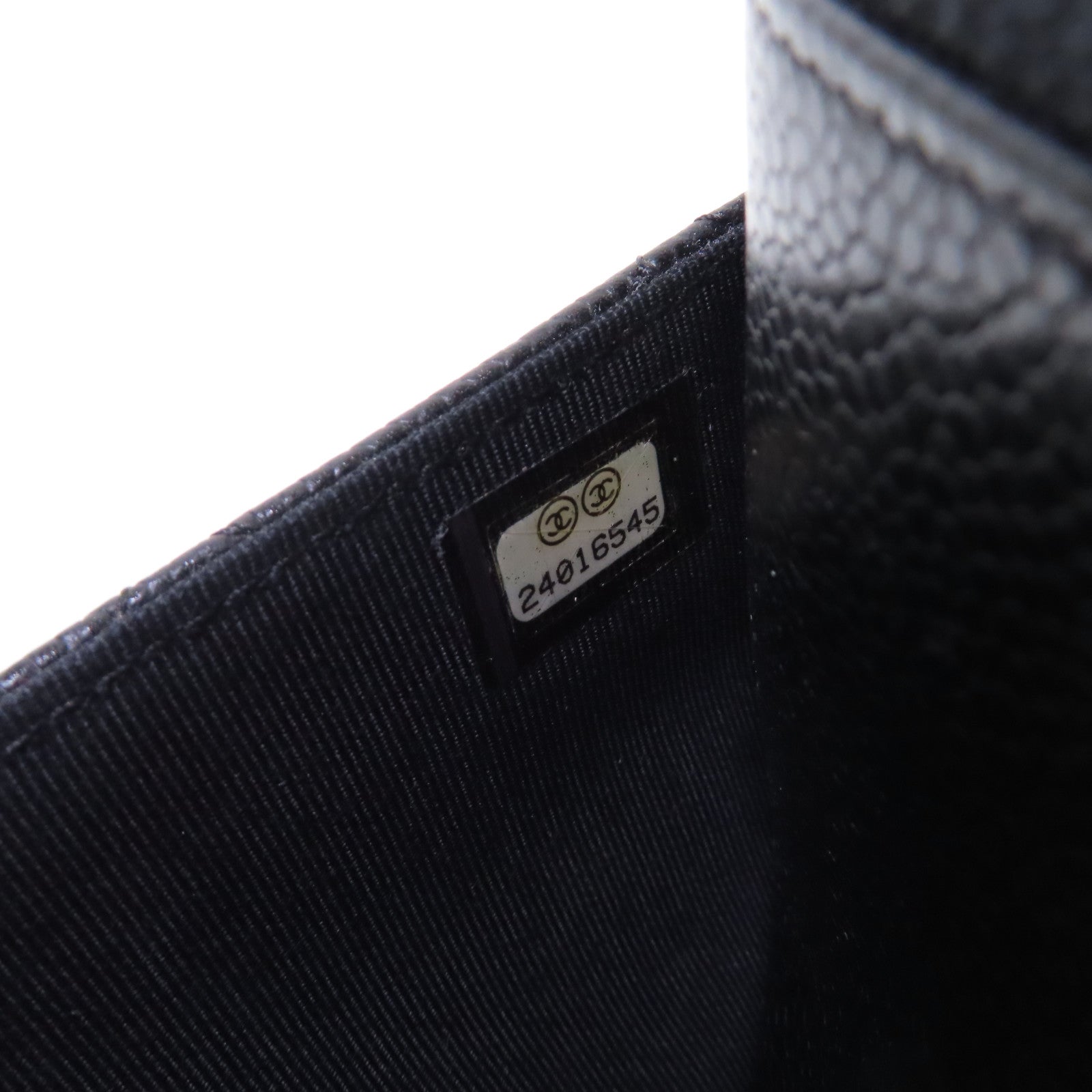 CHANEL 菱格Caviar皮革WOC Wallet On Chain Shoulder Bag金扣鏈帶肩背袋黑色