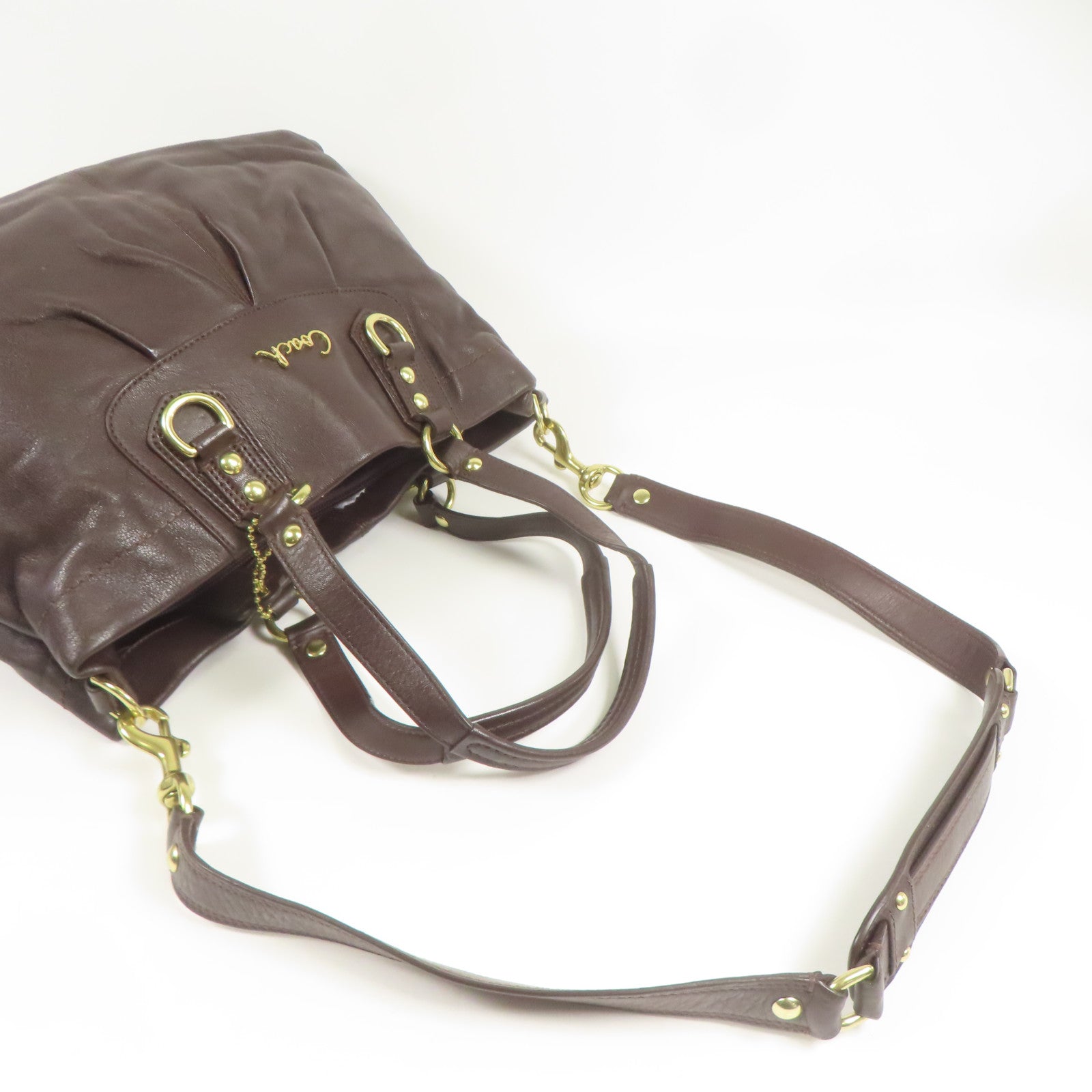 COACH 牛皮皮革2 Way Shoulder金扣手挽肩背兩用袋