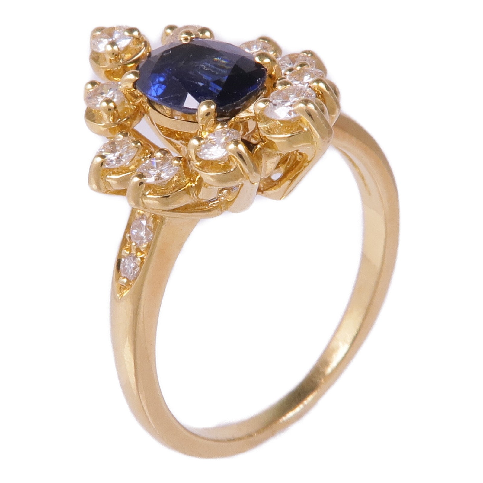 JEWELRY 【激減優惠】18K黃金Sapphire Diamond Ring藍寶石/鑽石戒指US#6