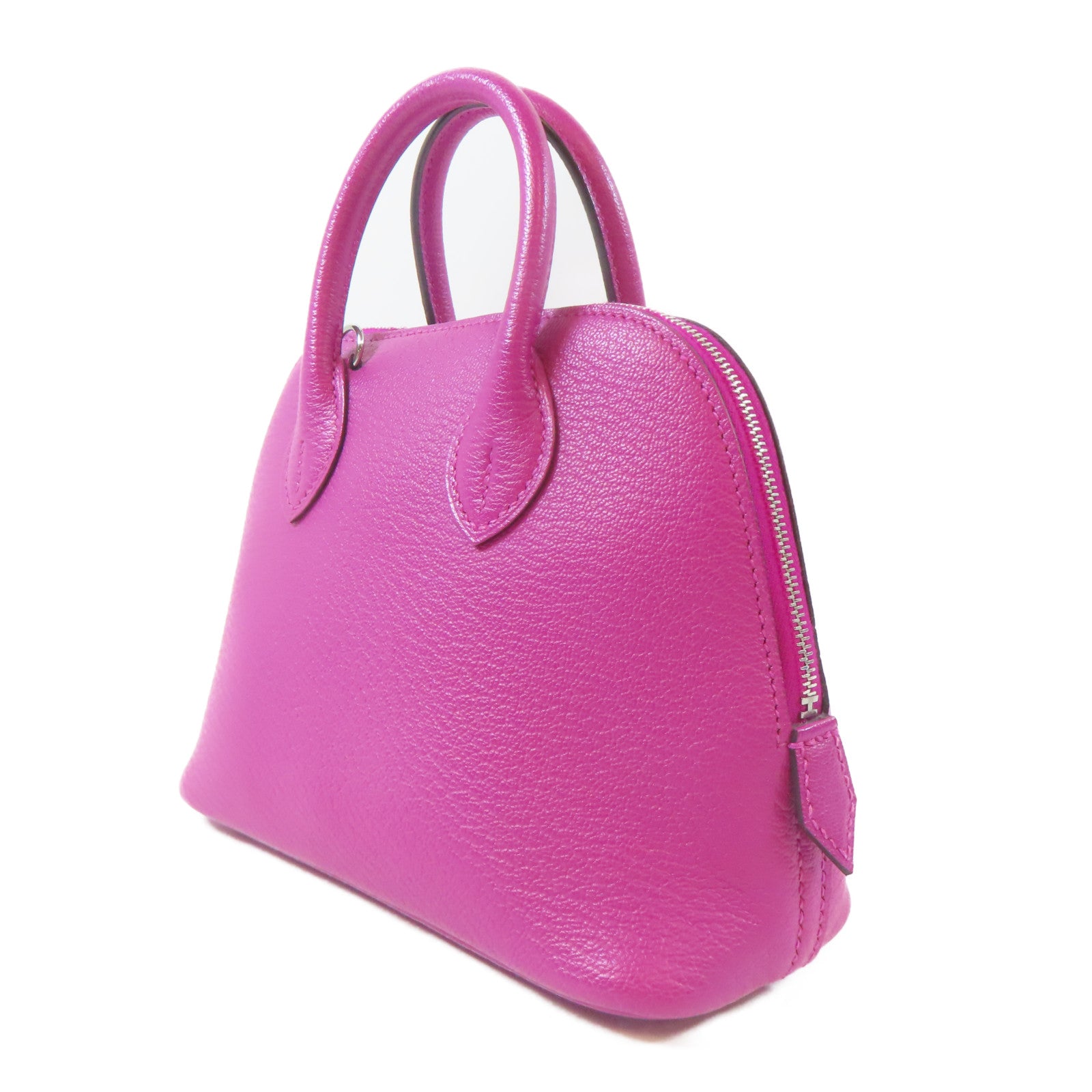 HERMES 【激減優惠】Chevre皮革Mini Bolide 1923銀扣手挽肩背兩用袋Rose Purple/桃紫色