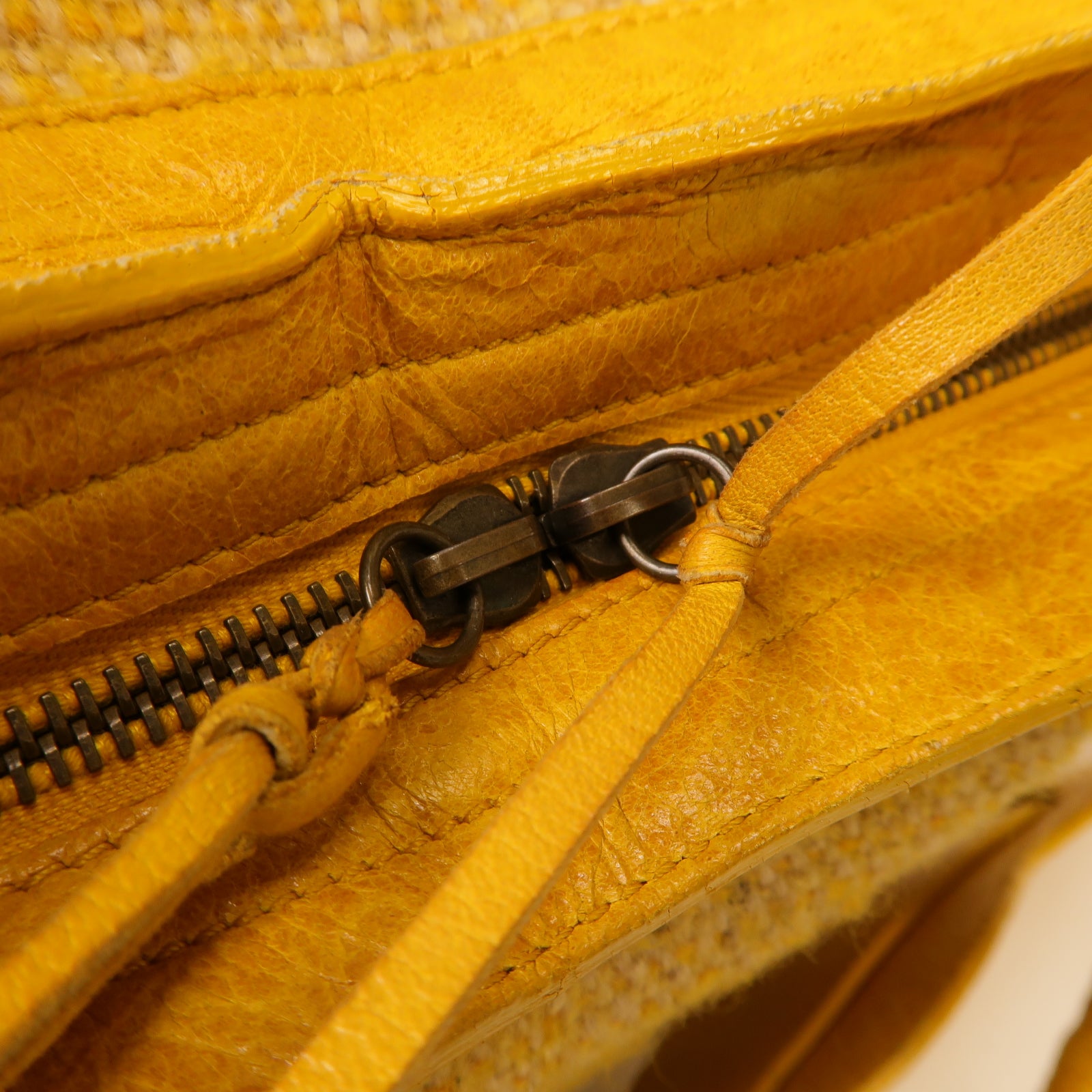 BALENCIAGA 斜紋軟呢The City金扣手挽肩背兩用袋黃色