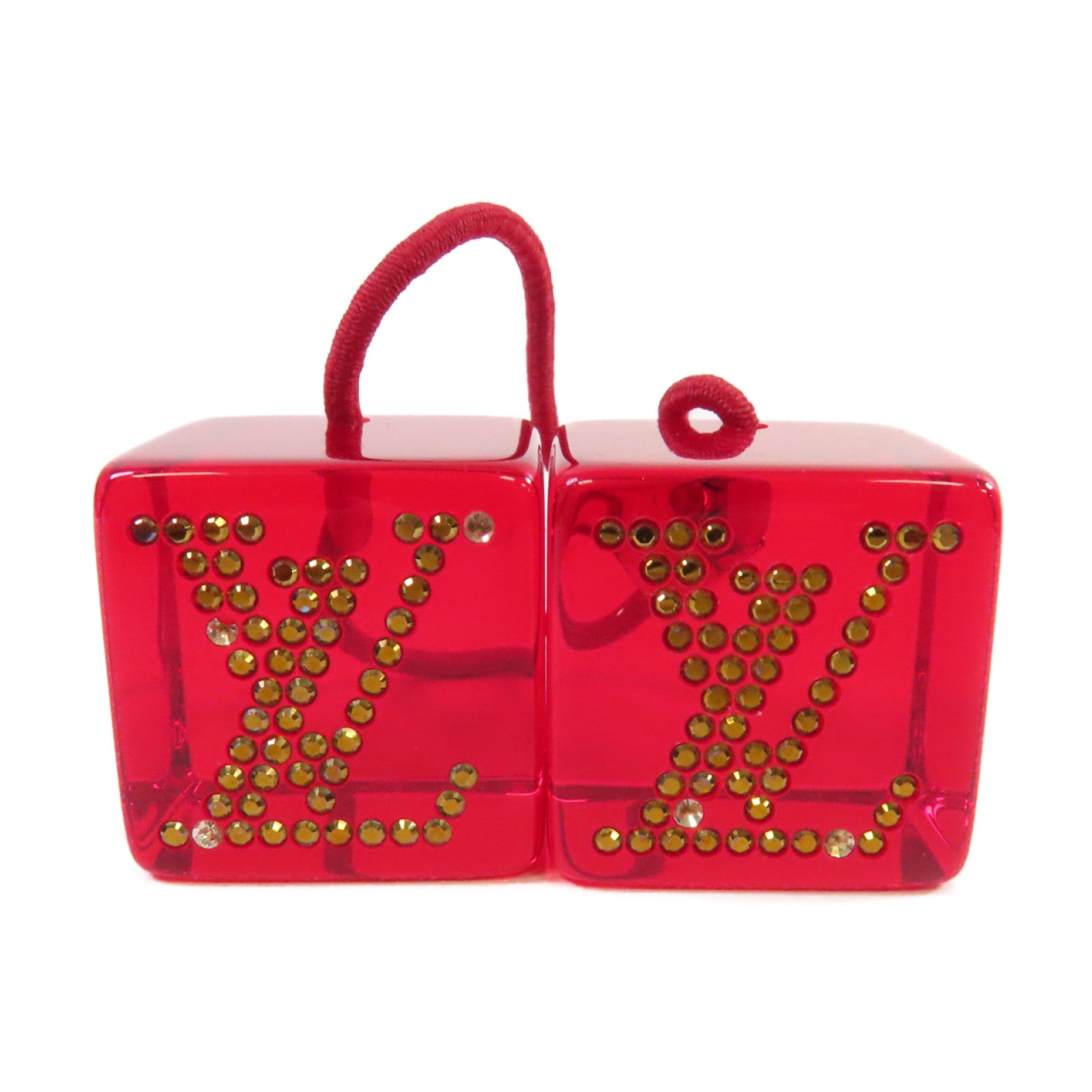 LOUIS VUITTON PVC/水鑽 Hair Cube髮圈紅色