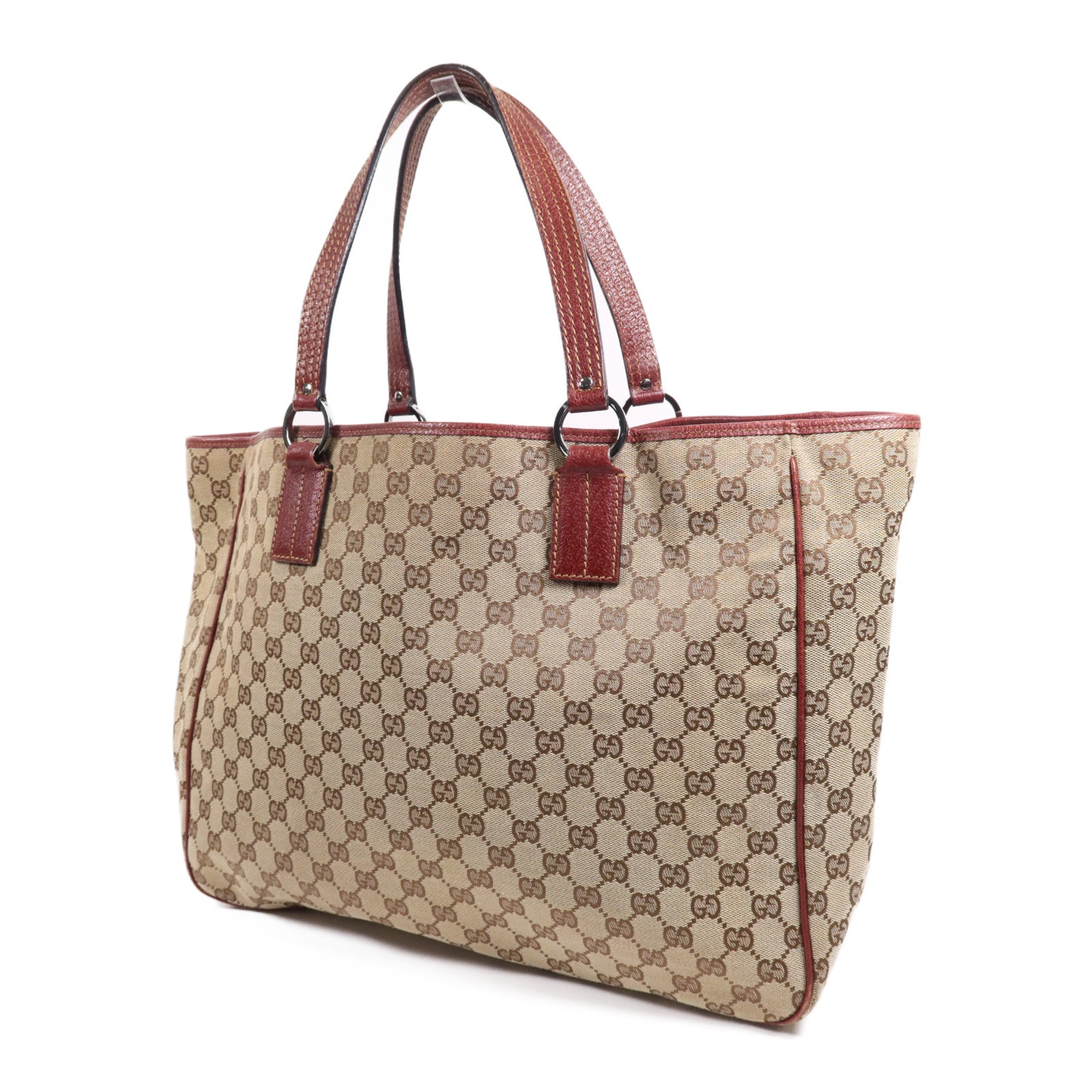 GUCCI 帆布Tote Bag銀扣肩背袋