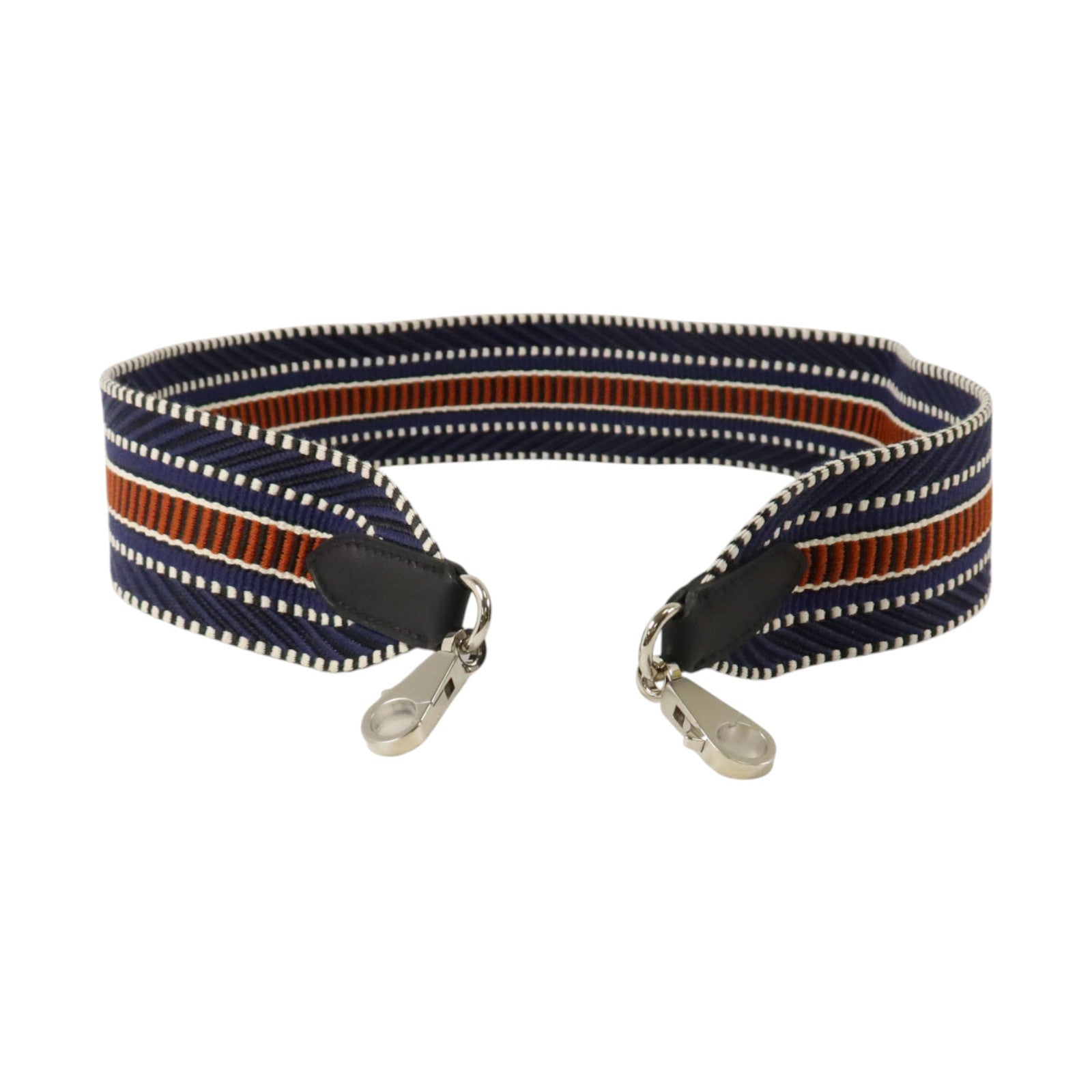 HERMES 帆布/Swift皮革Sangle Cavale Bag Strap 50mm銀扣肩帶Bleu Saphir