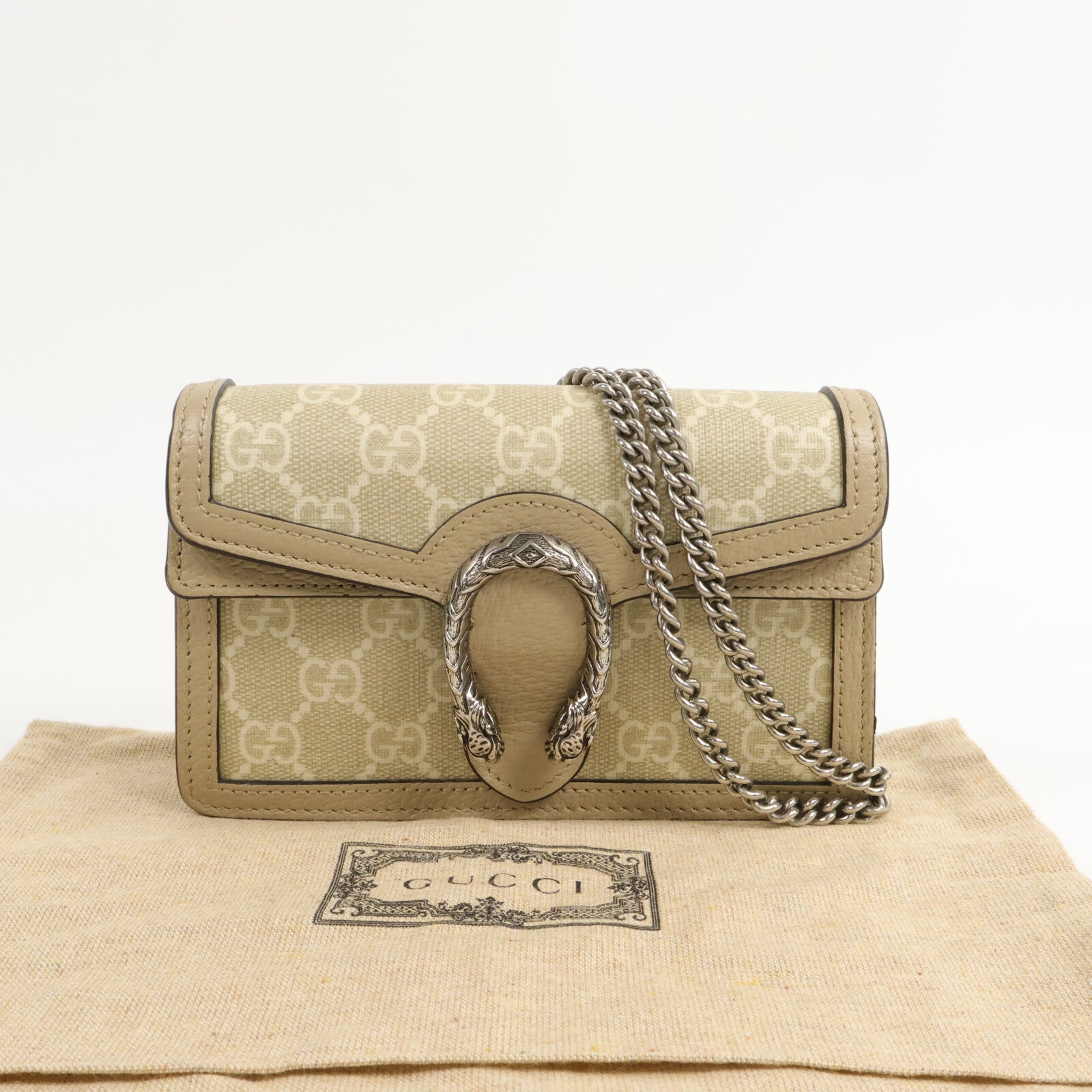 GUCCI 塗層帆布Dionysus Super Mini Bag鏈帶肩背袋