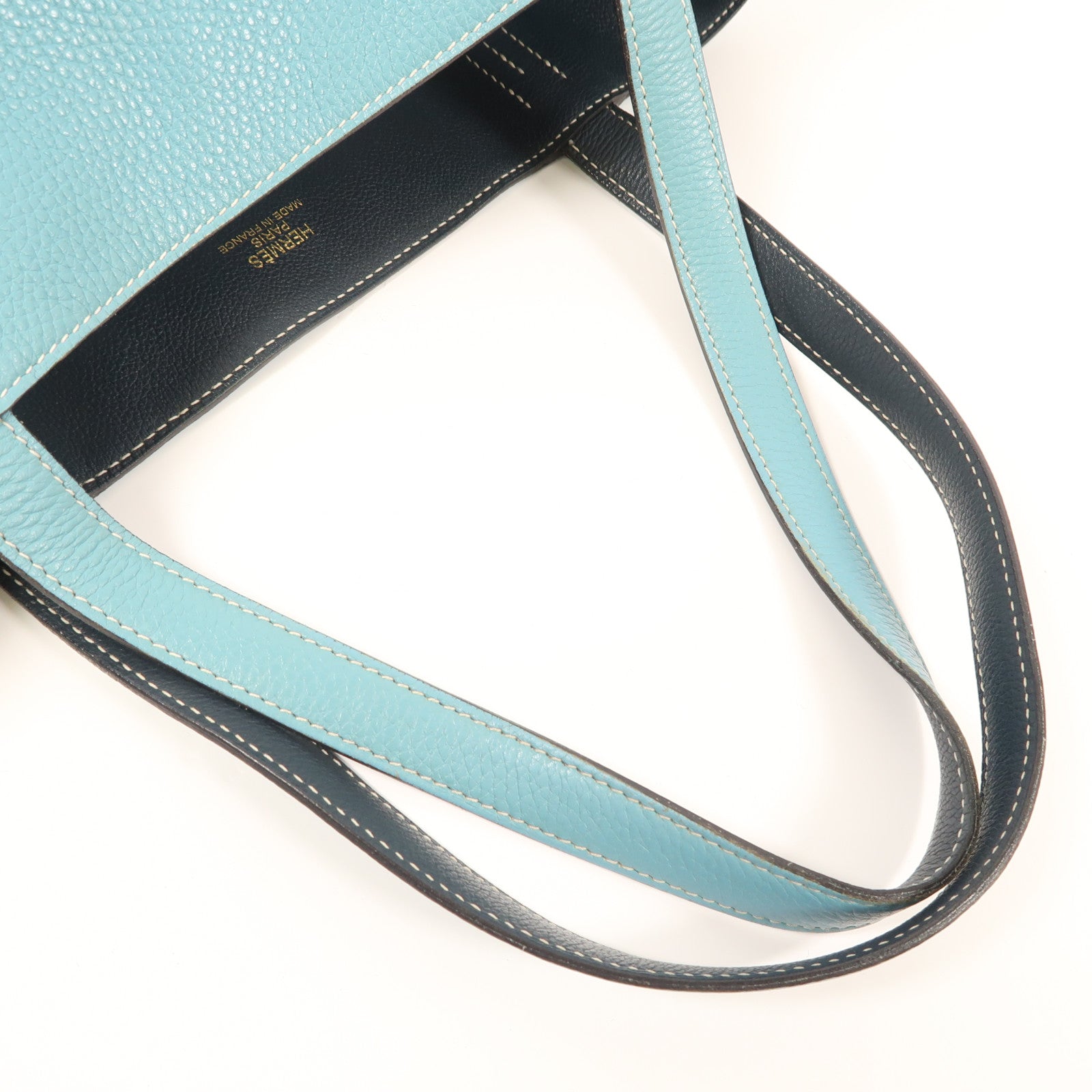 HERMES Clemence皮革Double Sens肩背袋Bleu Atoll/Bleu Colvert