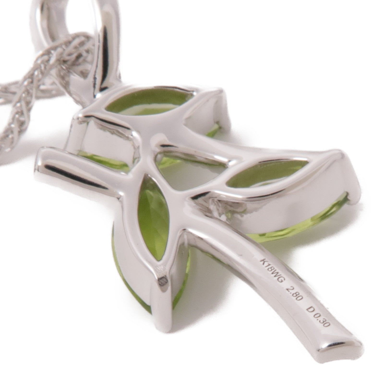 JEWELRY Peridot Diamond Necklace 18K White Gold