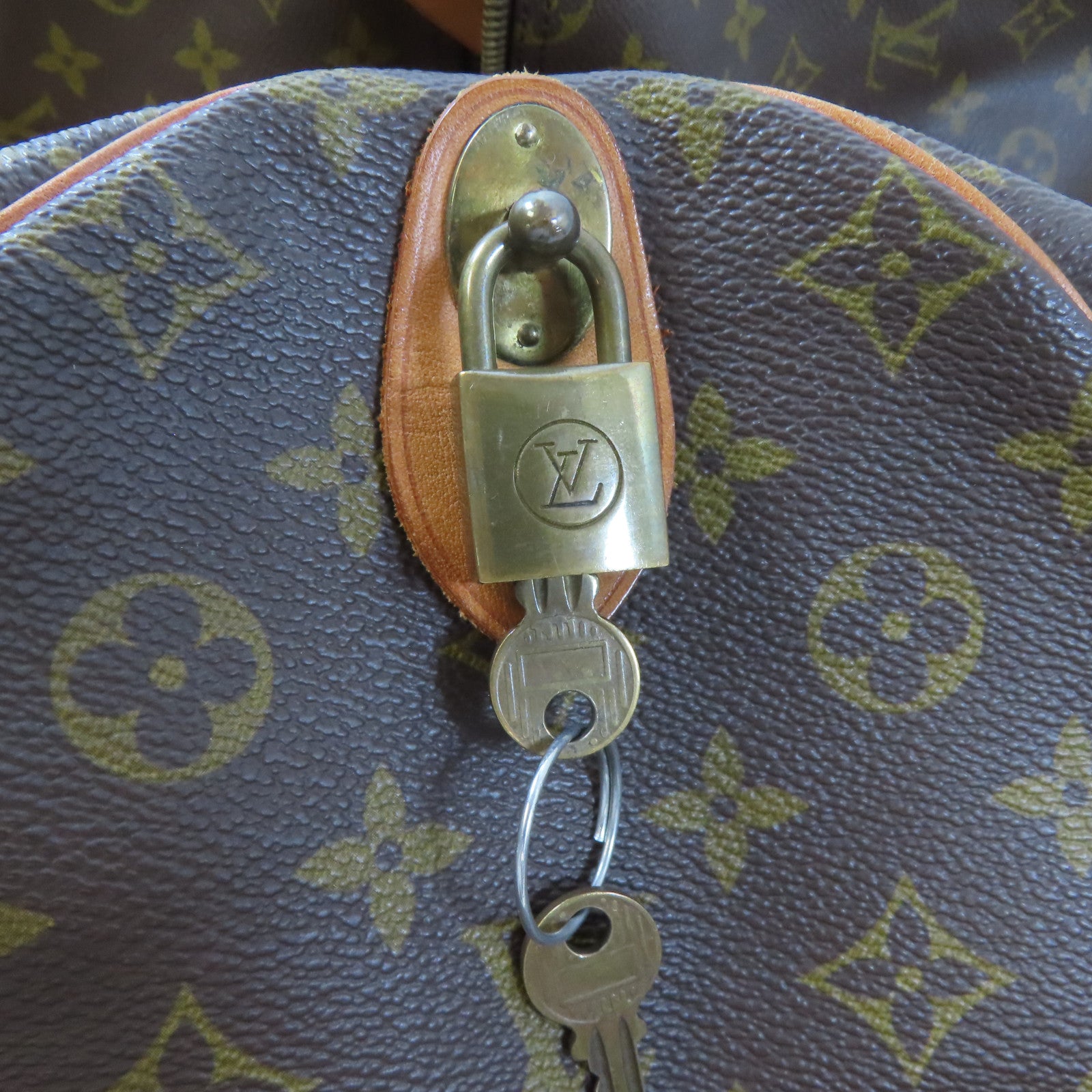 LOUIS VUITTON Monogram Keepall 55金扣手挽袋啡色