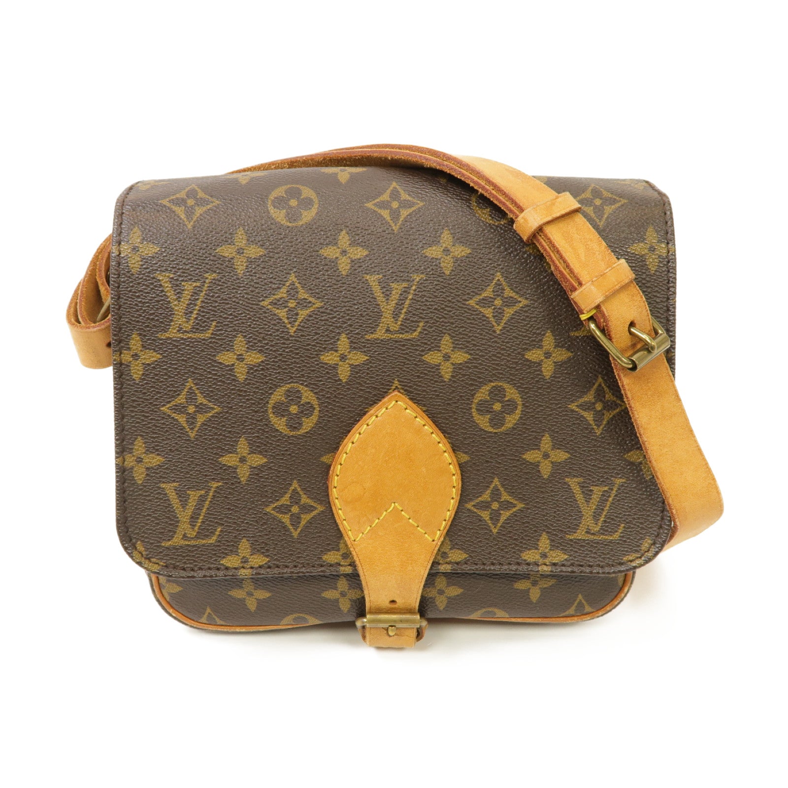 LOUIS VUITTON Monogram Cartouchiere金扣肩背袋棕色