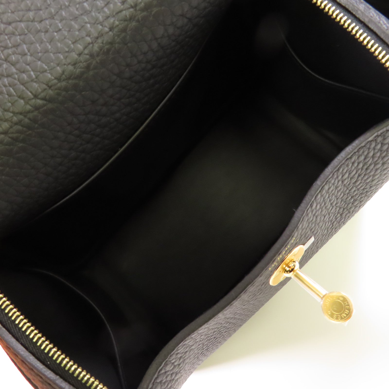 HERMES Clemence皮革Mini Lindy金扣手挽肩背兩用袋Noir