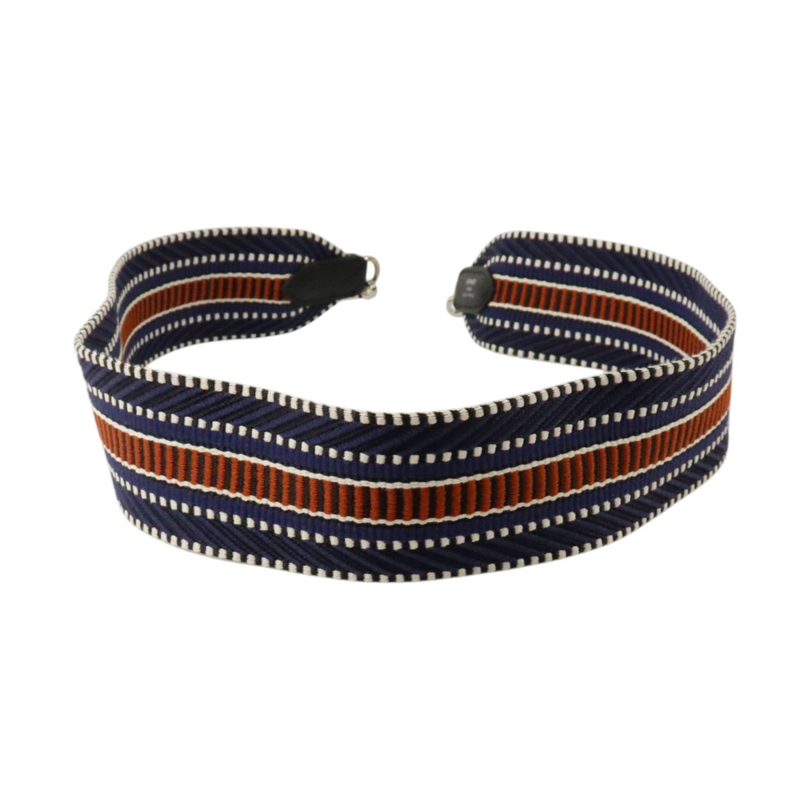 HERMES 帆布/Swift皮革Sangle Cavale Bag Strap 50mm銀扣肩帶Bleu Saphir