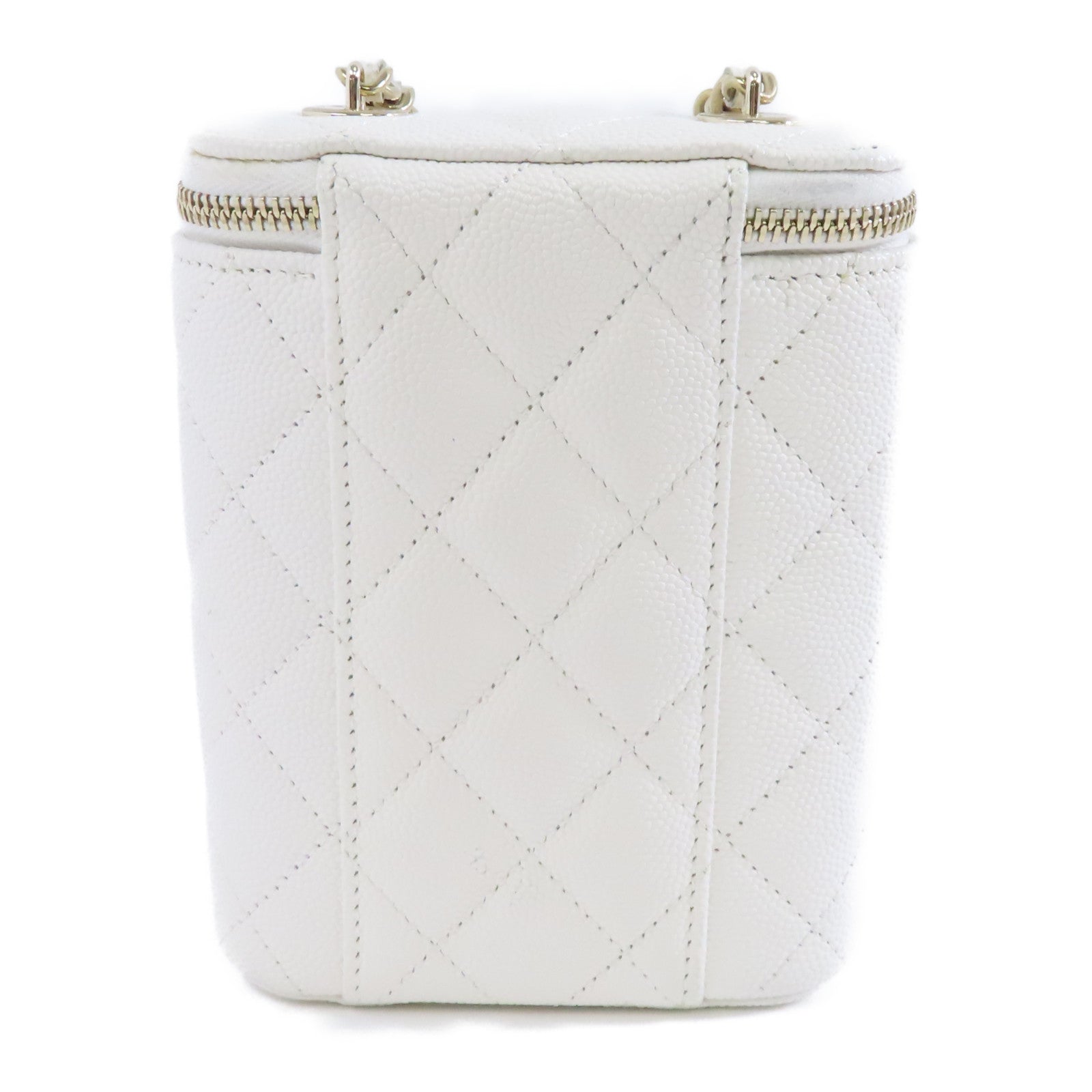 CHANEL 【激減優惠】菱格Caviar皮革Chain Shoulder Bag金扣鏈帶肩背袋白色