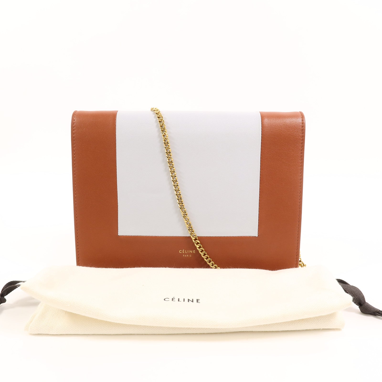 CELINE 牛皮皮革Frame Wallet On Chain鏈帶肩背袋