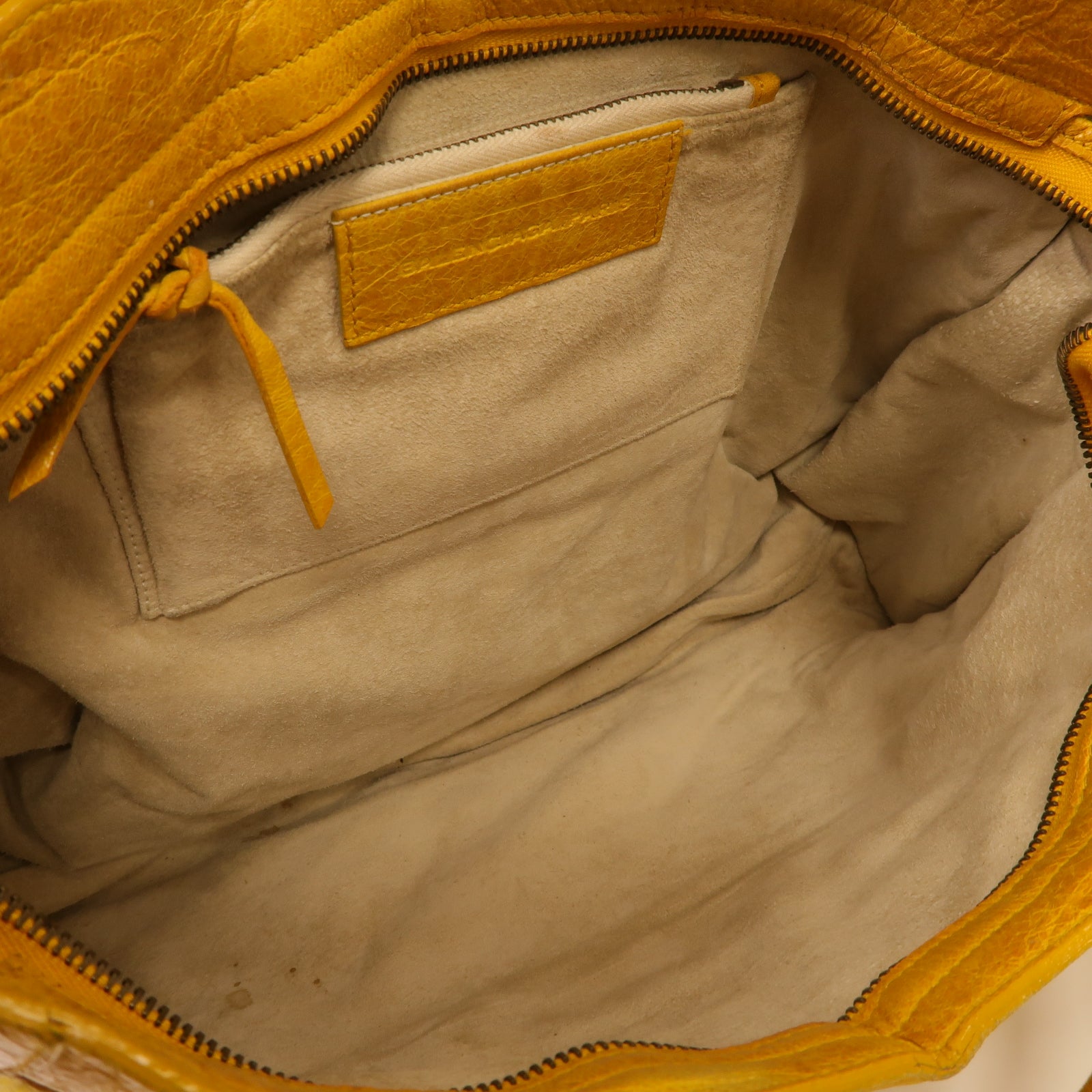 BALENCIAGA 斜紋軟呢The City金扣手挽肩背兩用袋黃色