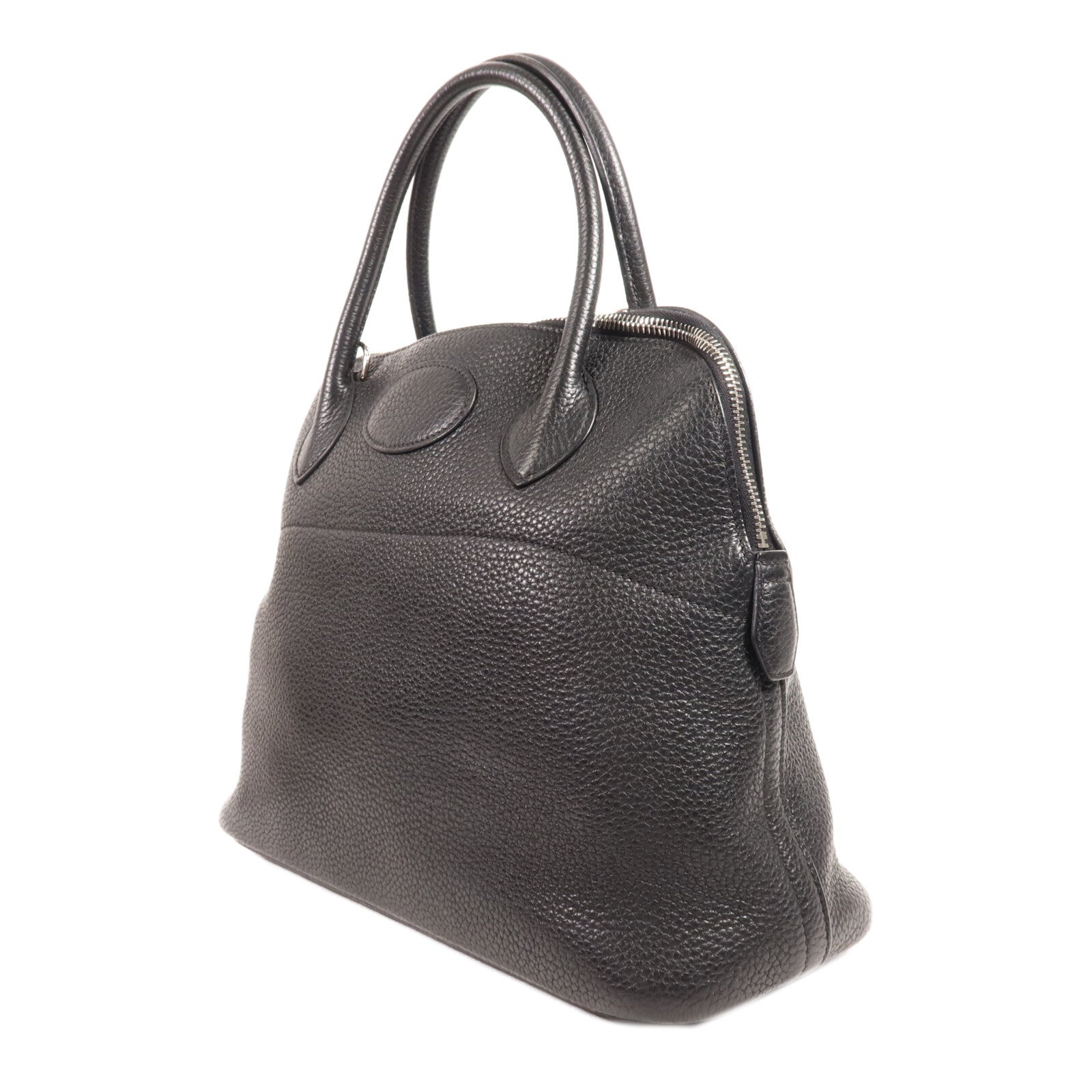 HERMES Clemence皮革Bolide 31銀扣手挽肩背兩用袋Noir